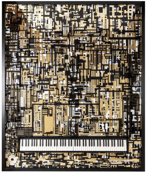 Wibi Black and Gold Piano Wall Art