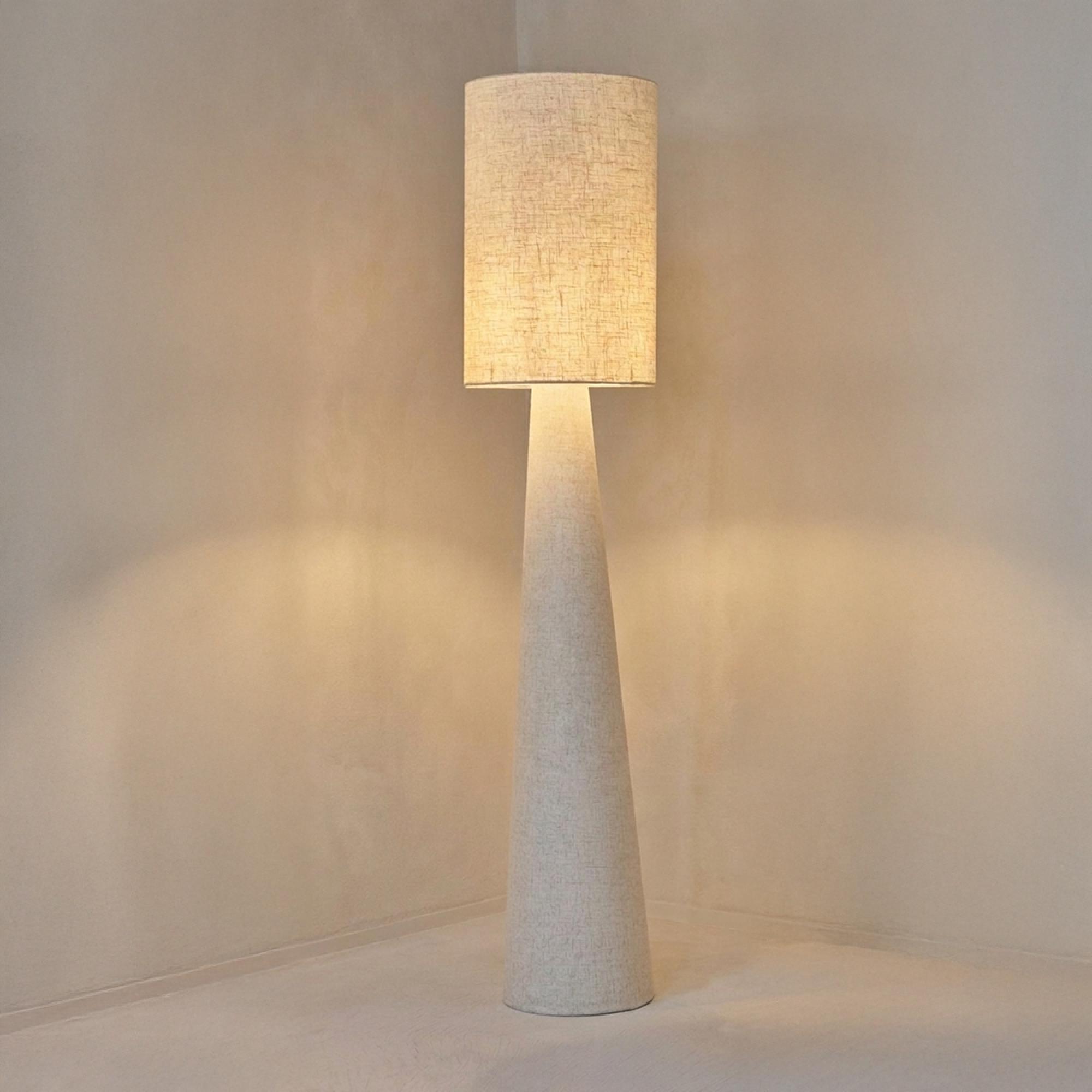 Cloth Floor Lamp - Conical Base - Beige