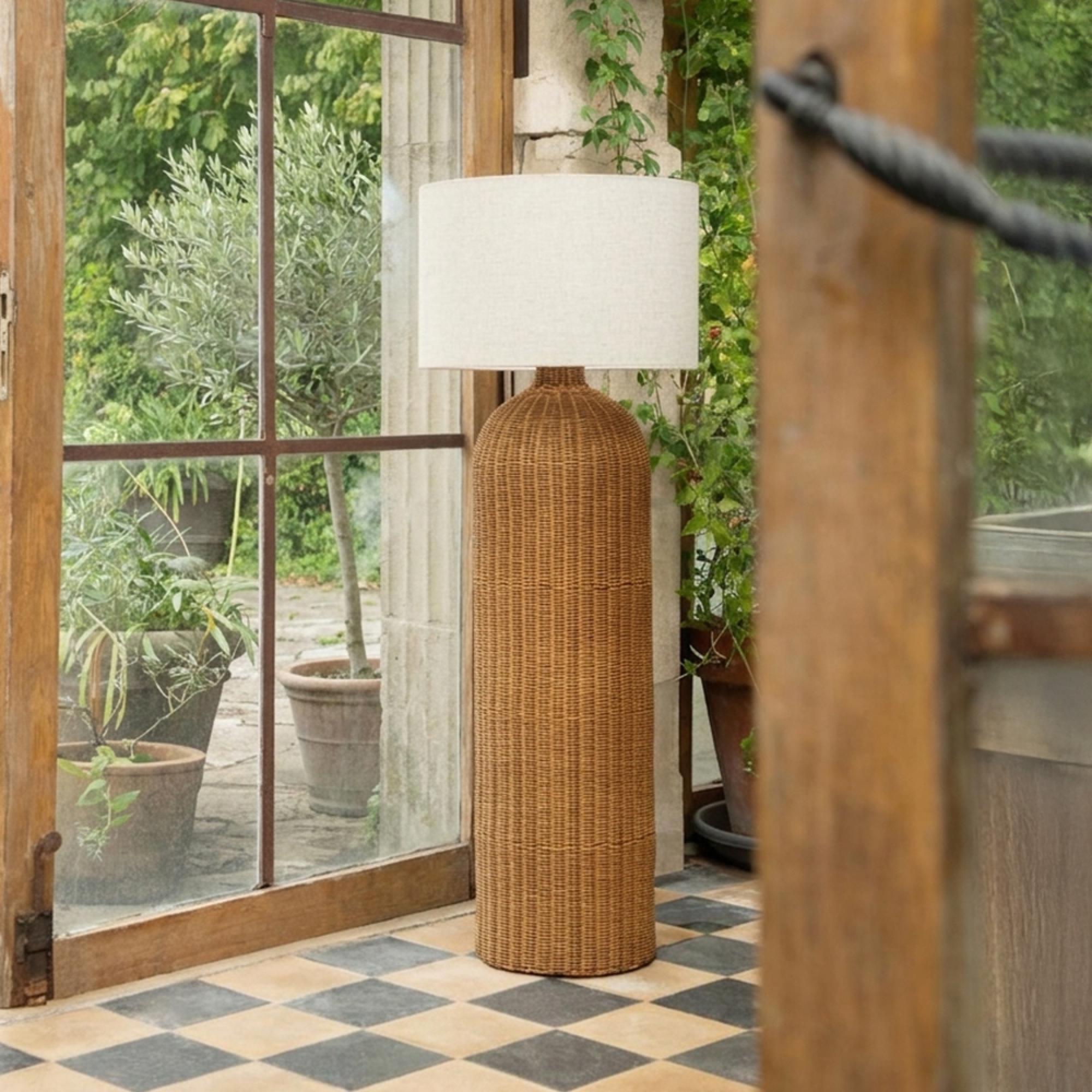 Cylinder Floor Lamp - Natural - Ecru and Metal