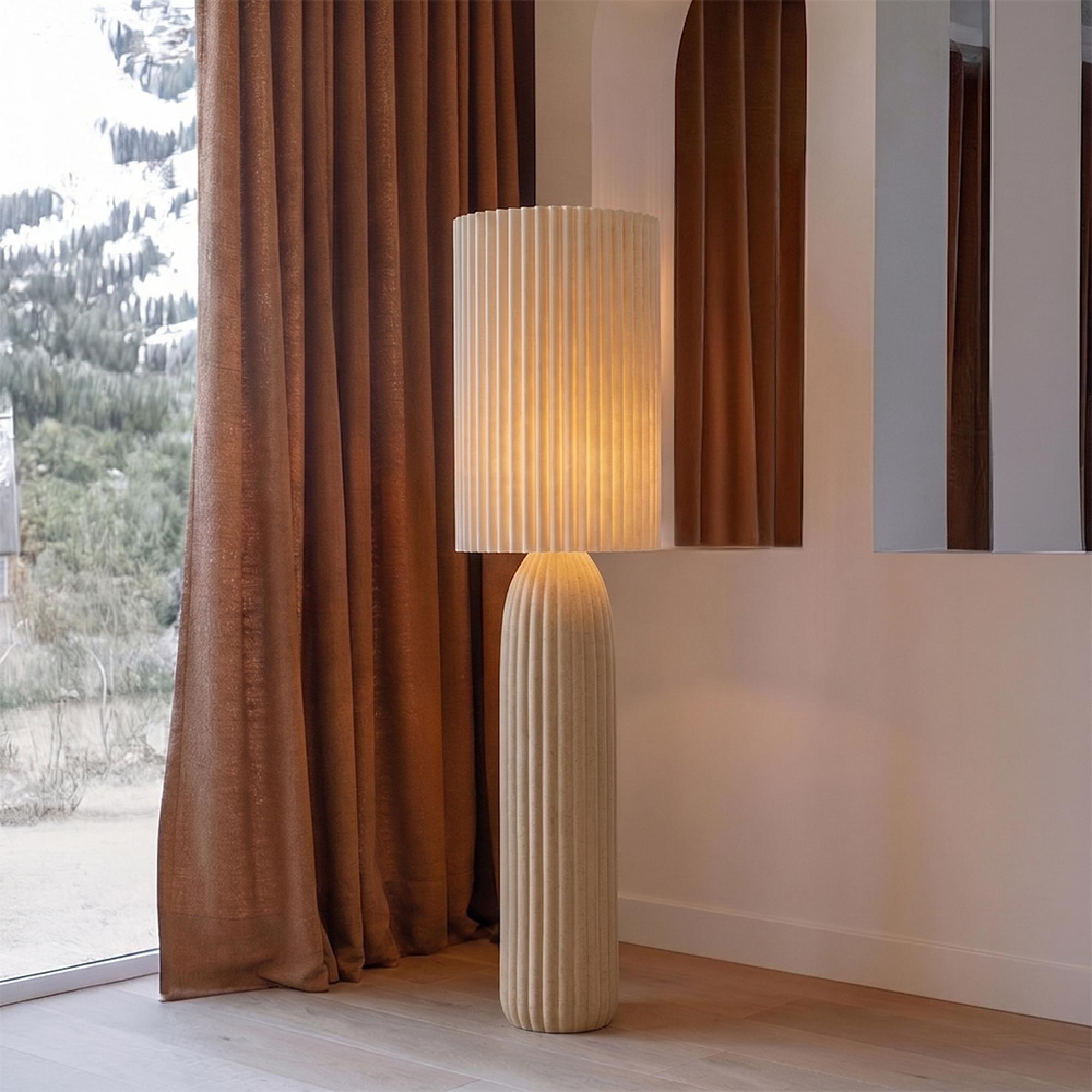 Ruth Fluted Floor Lamp - Camel - Ceramic