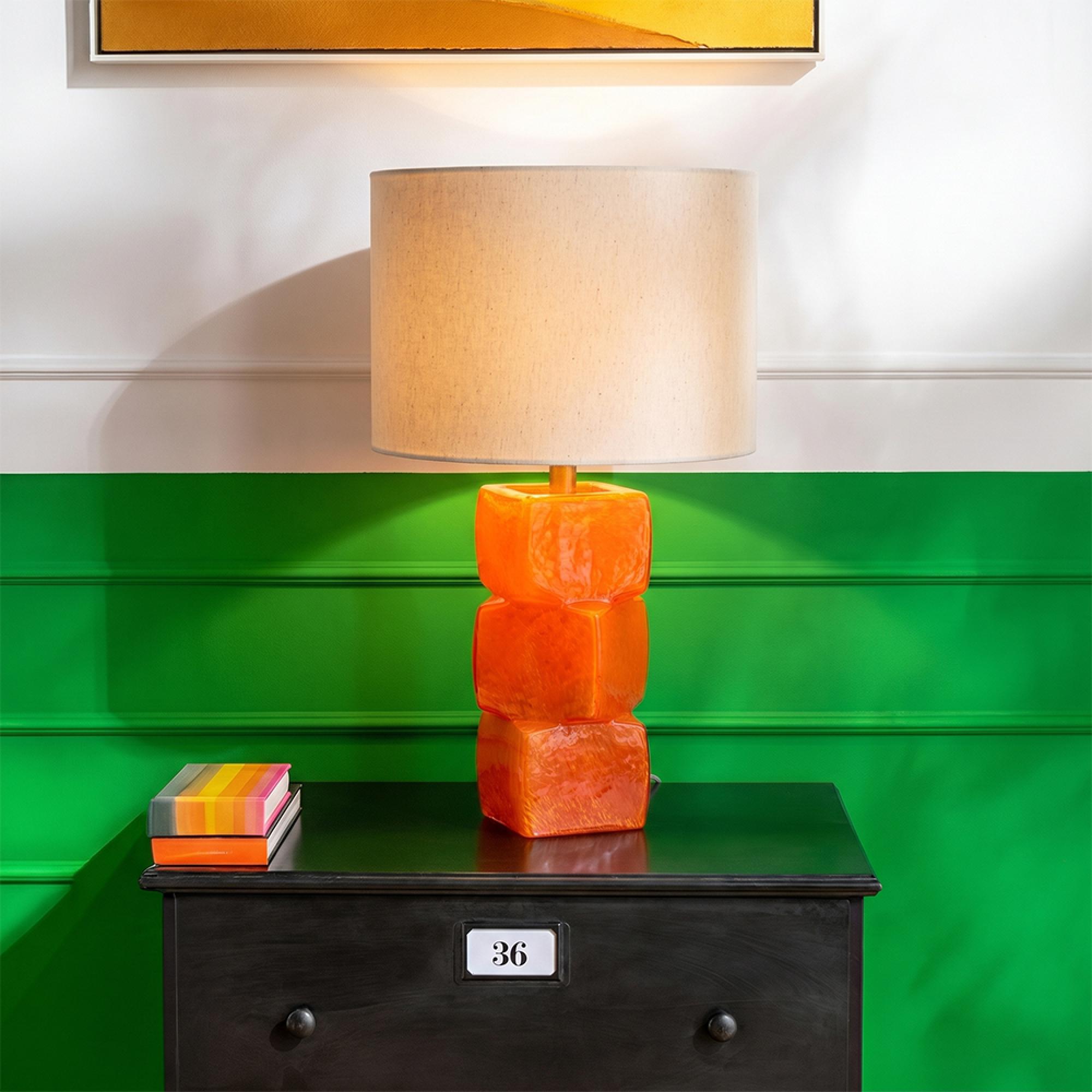 Table Lamp - 3 Cubes - Orange - Glass