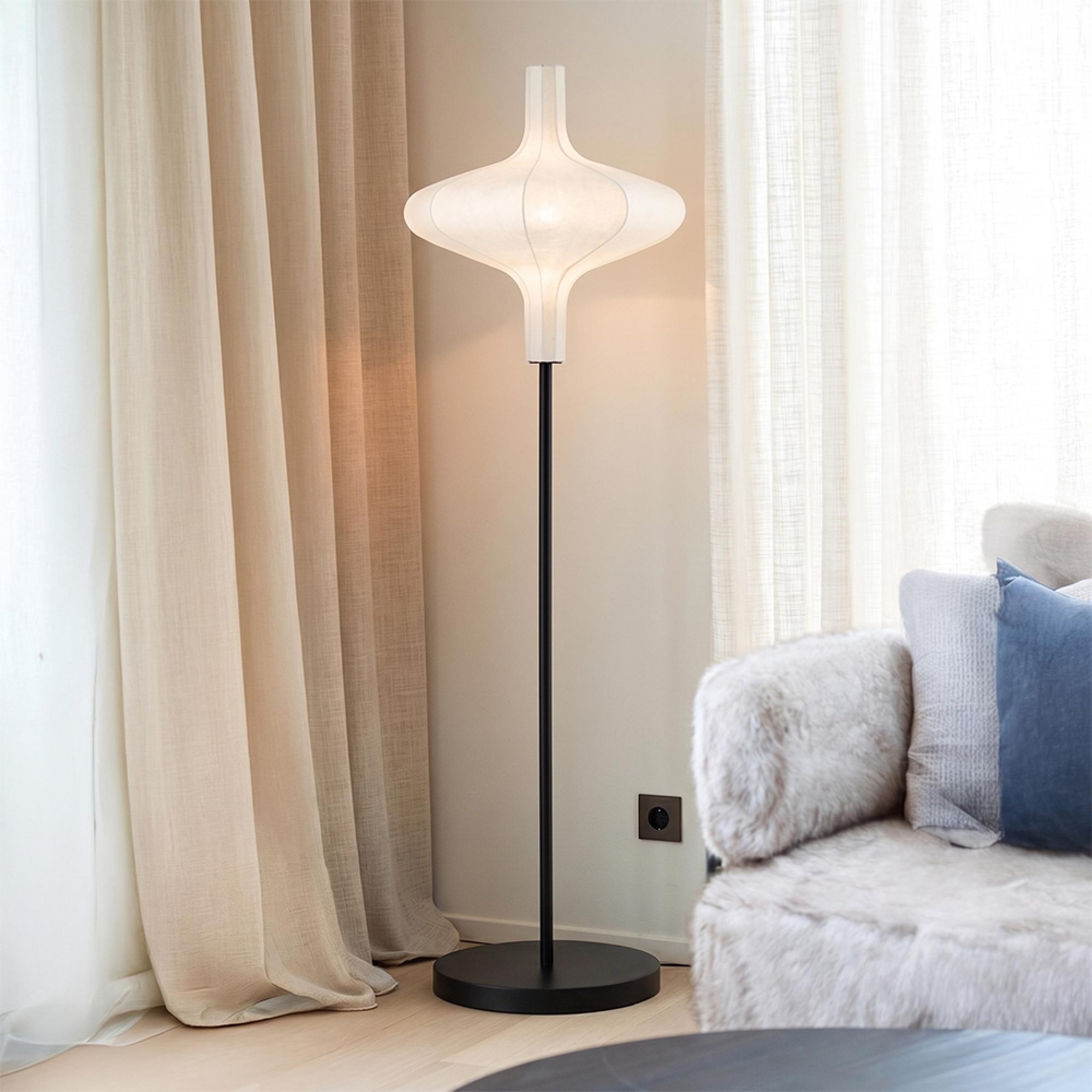 Floor Lamp - Natural and Black - Paper