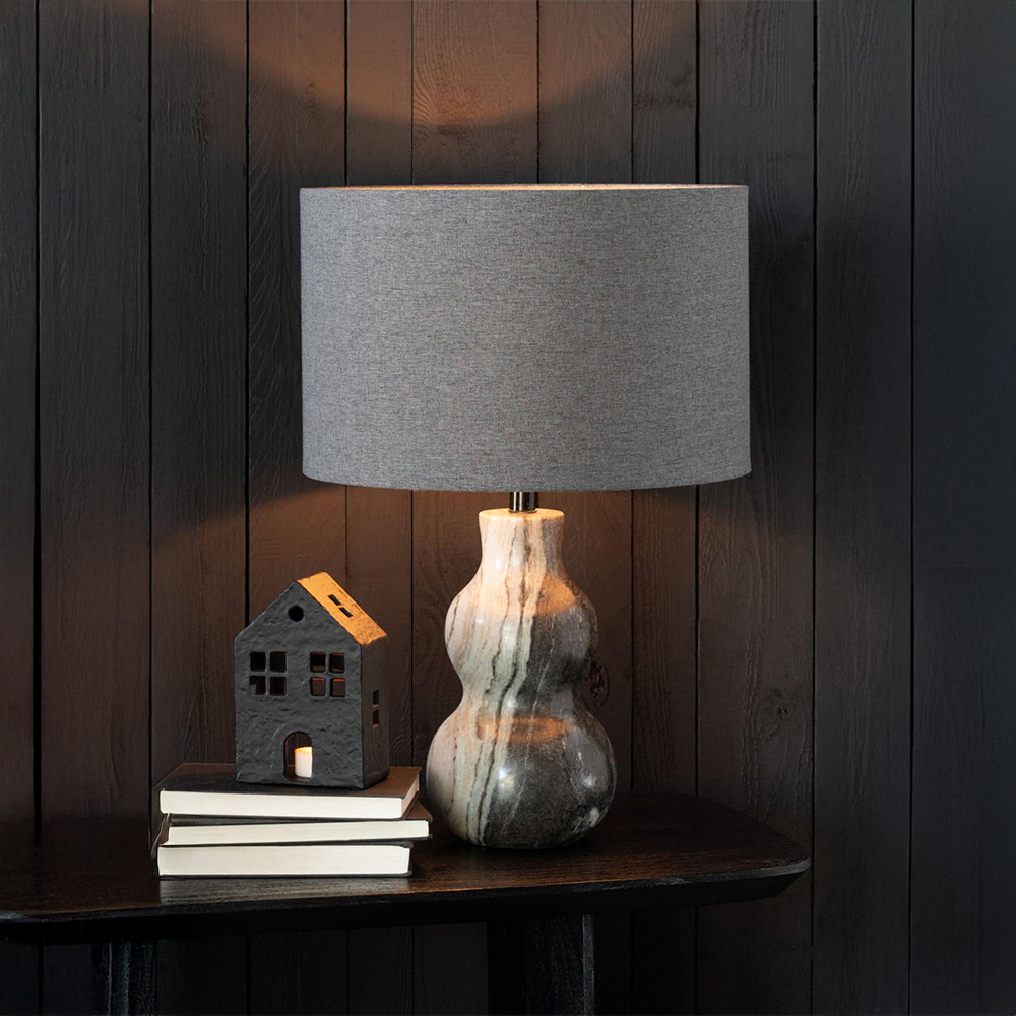 Table Lamp - Black and Light Grey - Marble