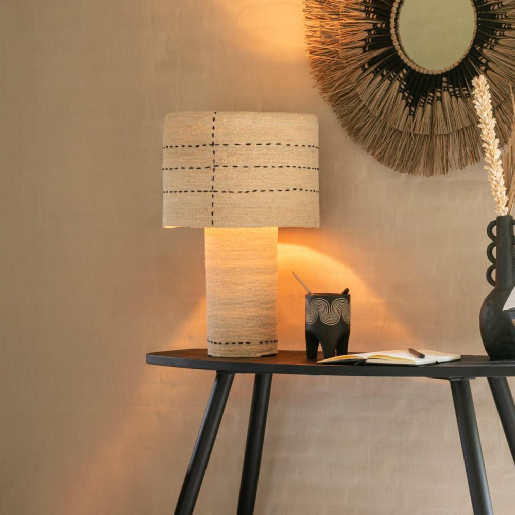 Dotted Lines Table Lamp - Natural and Black - Seagrass