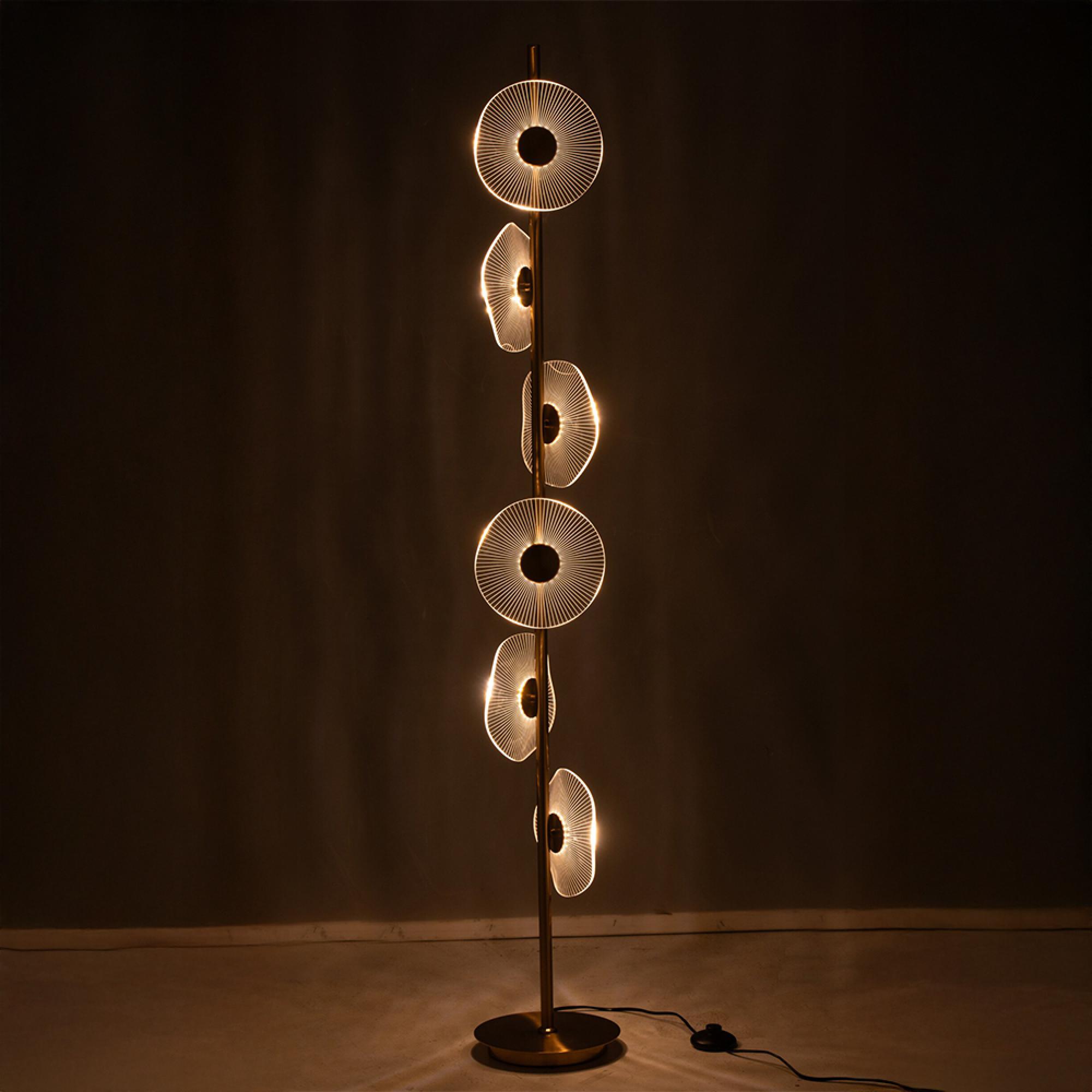 LED Flower Floor Lamp - Gold - Plastic and Metal