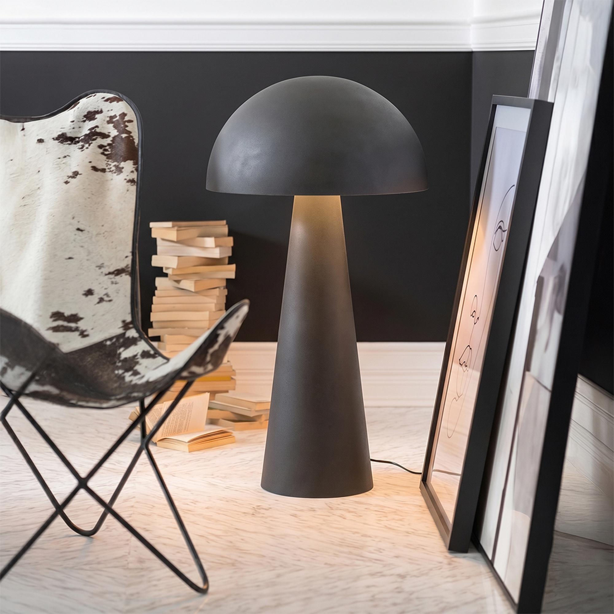 Mushroom Floor Lamp - Matt Black - Metal