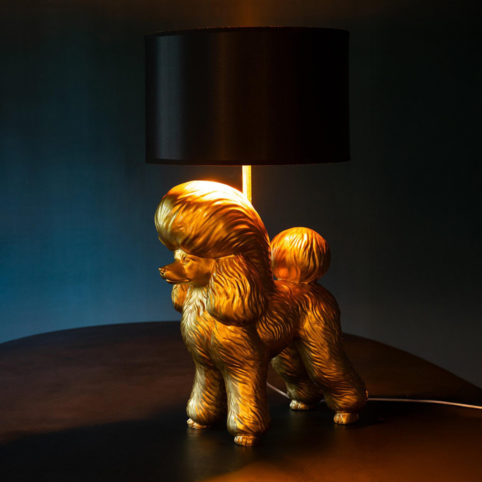 Poodle Table Lamp - Gold - Polyresin