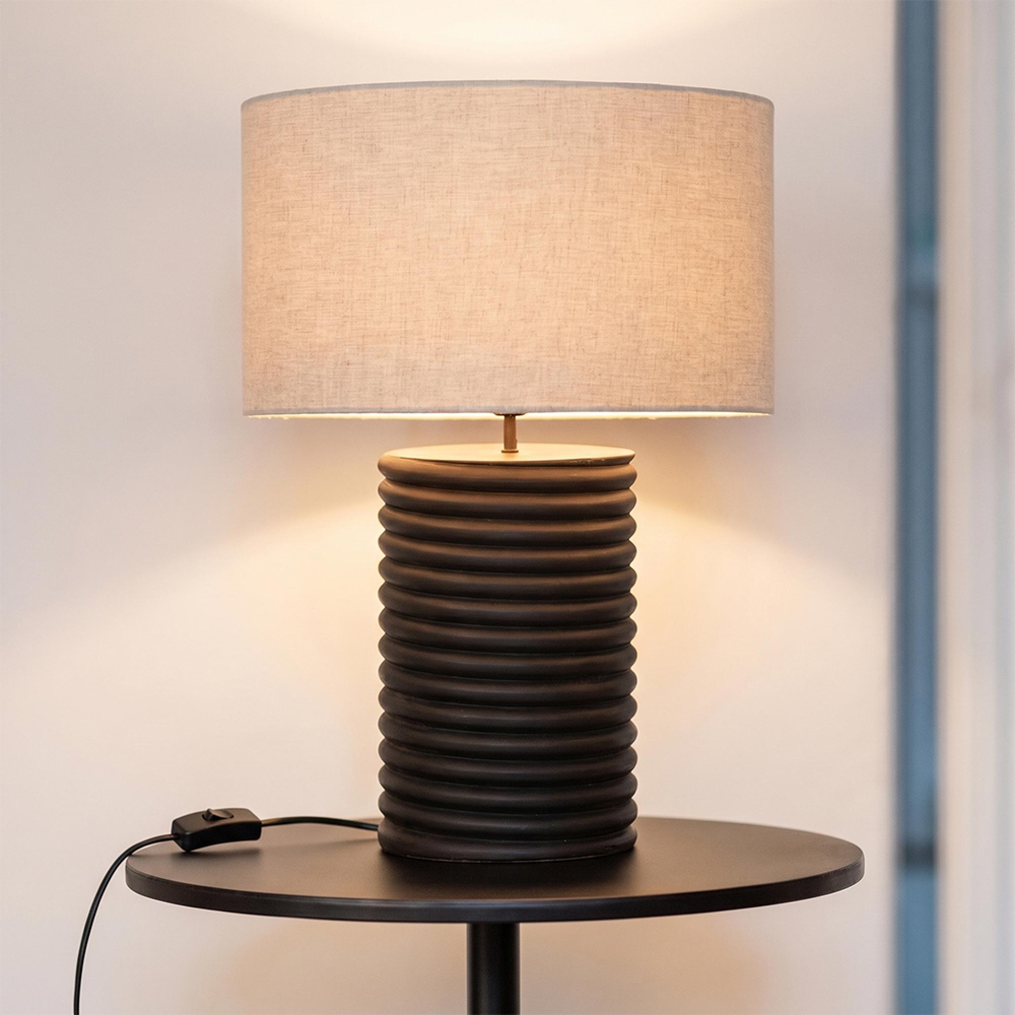 Table Lamp - Black and Grey - Threaded Ailanthus Wood