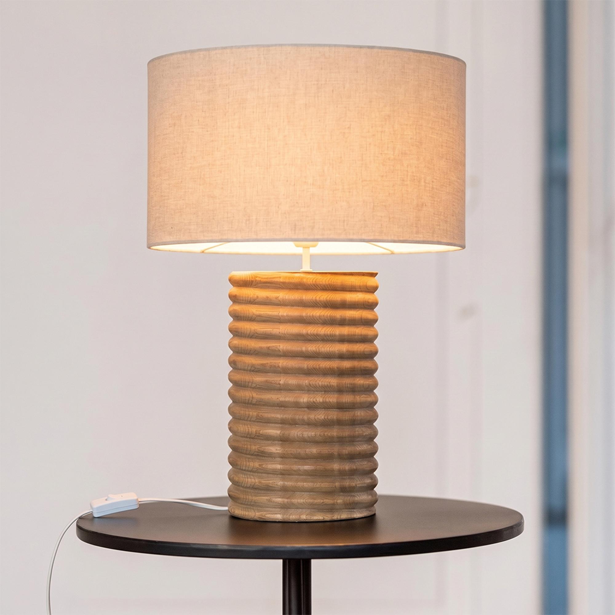 Table Lamp - Natural and Grey - Threaded Ailanthus Wood