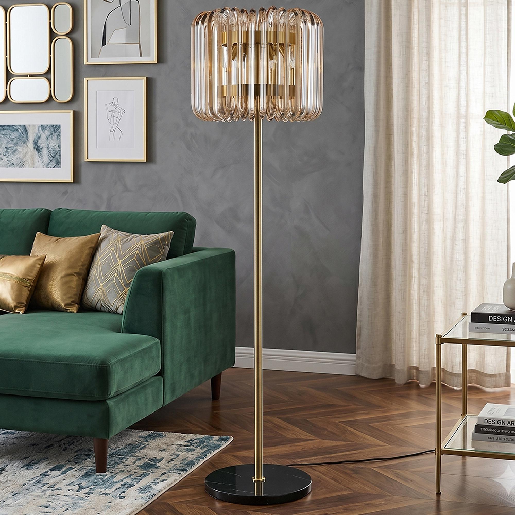 Channa Floor Lamp - Bronze - Glass and Metal