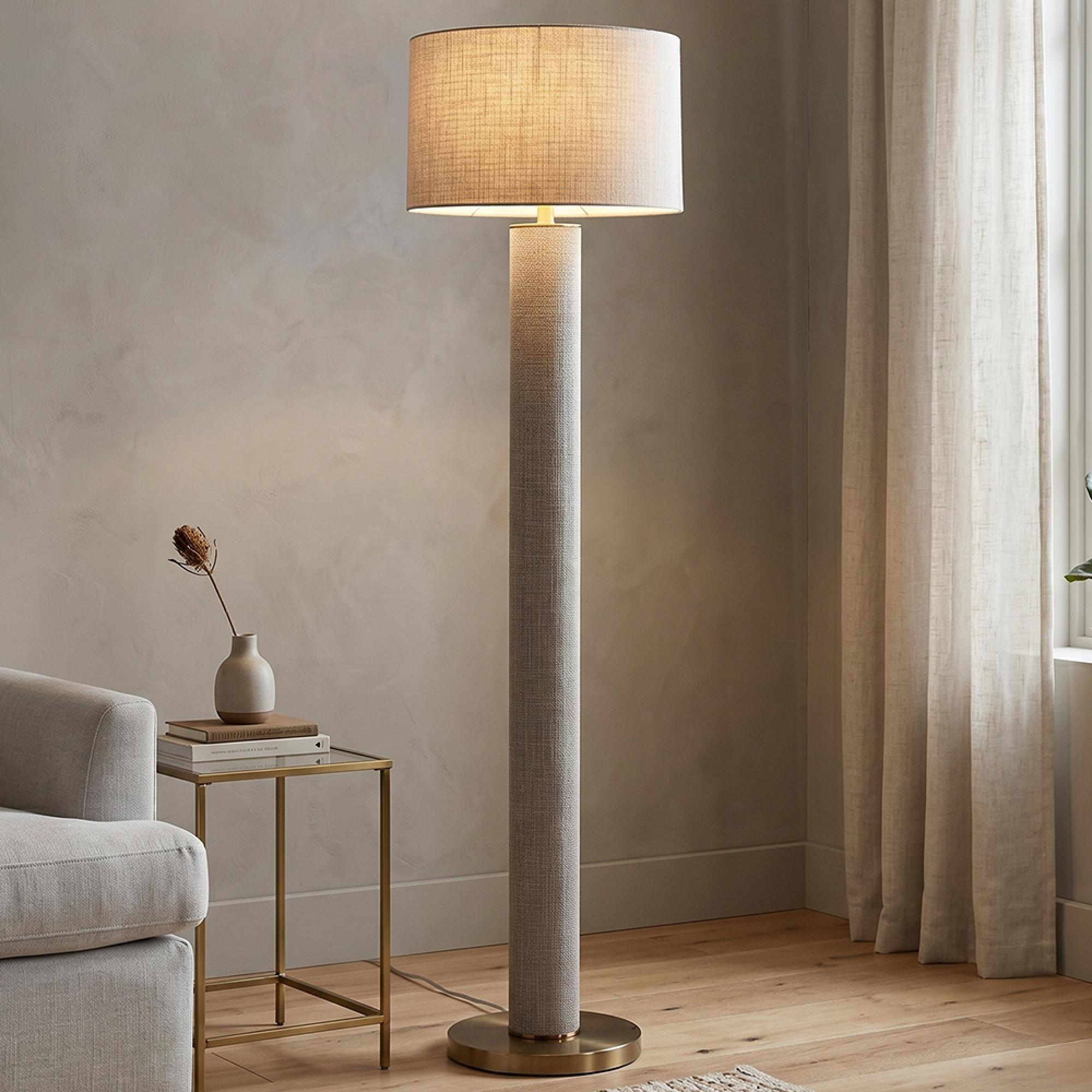 Joline Floor Lamp - Beige - Linen Fabric