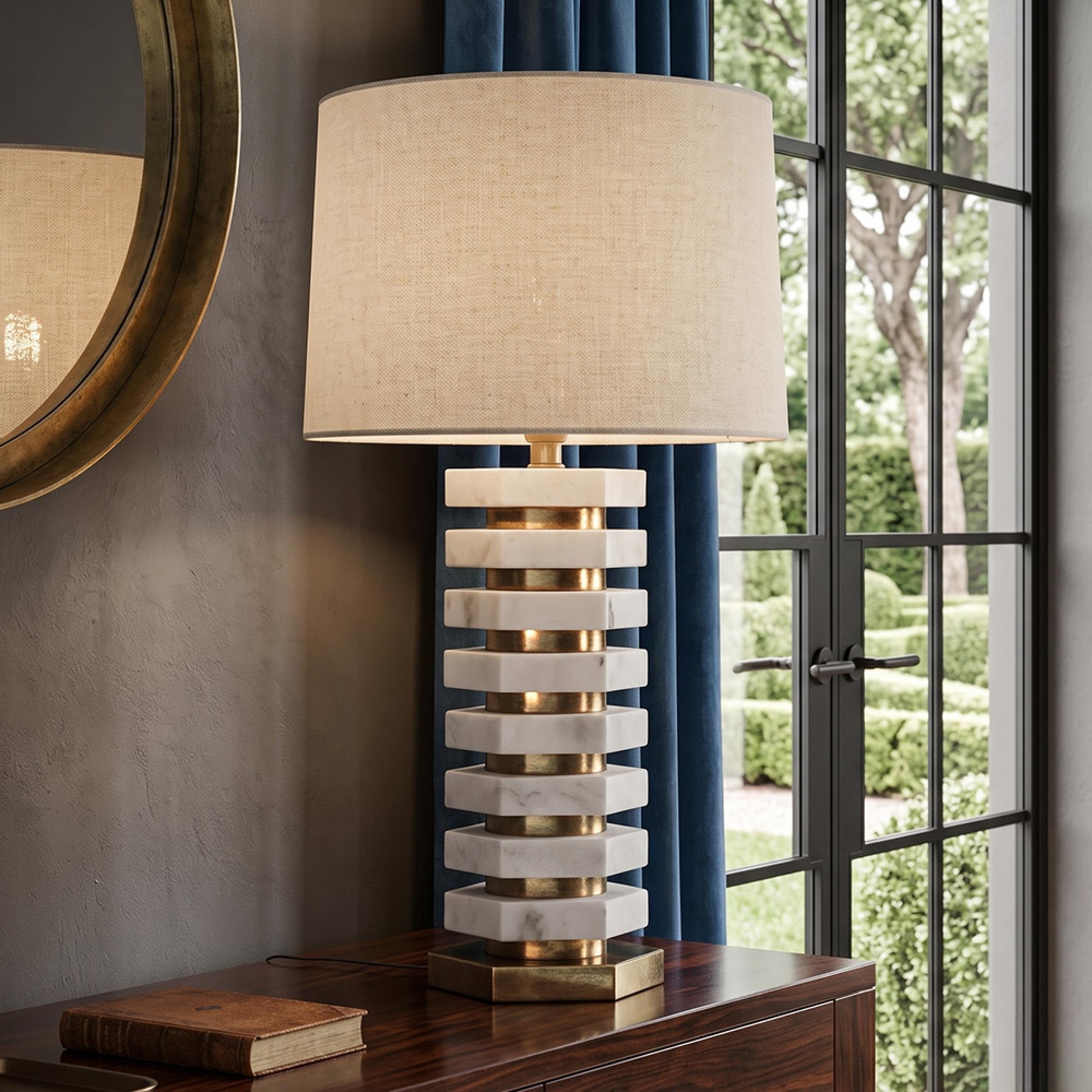 Haspen Table Lamp - Round - Natural - Marble