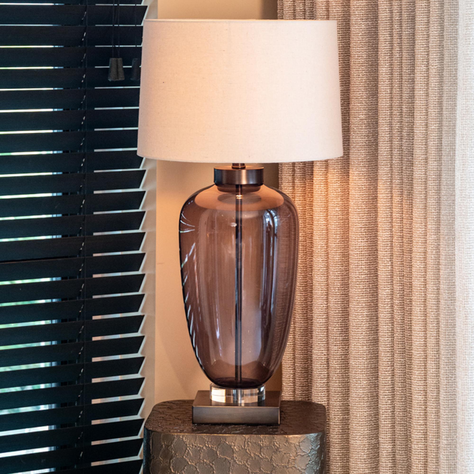 Monsoe Table Lamp - Round - Smoked Glass