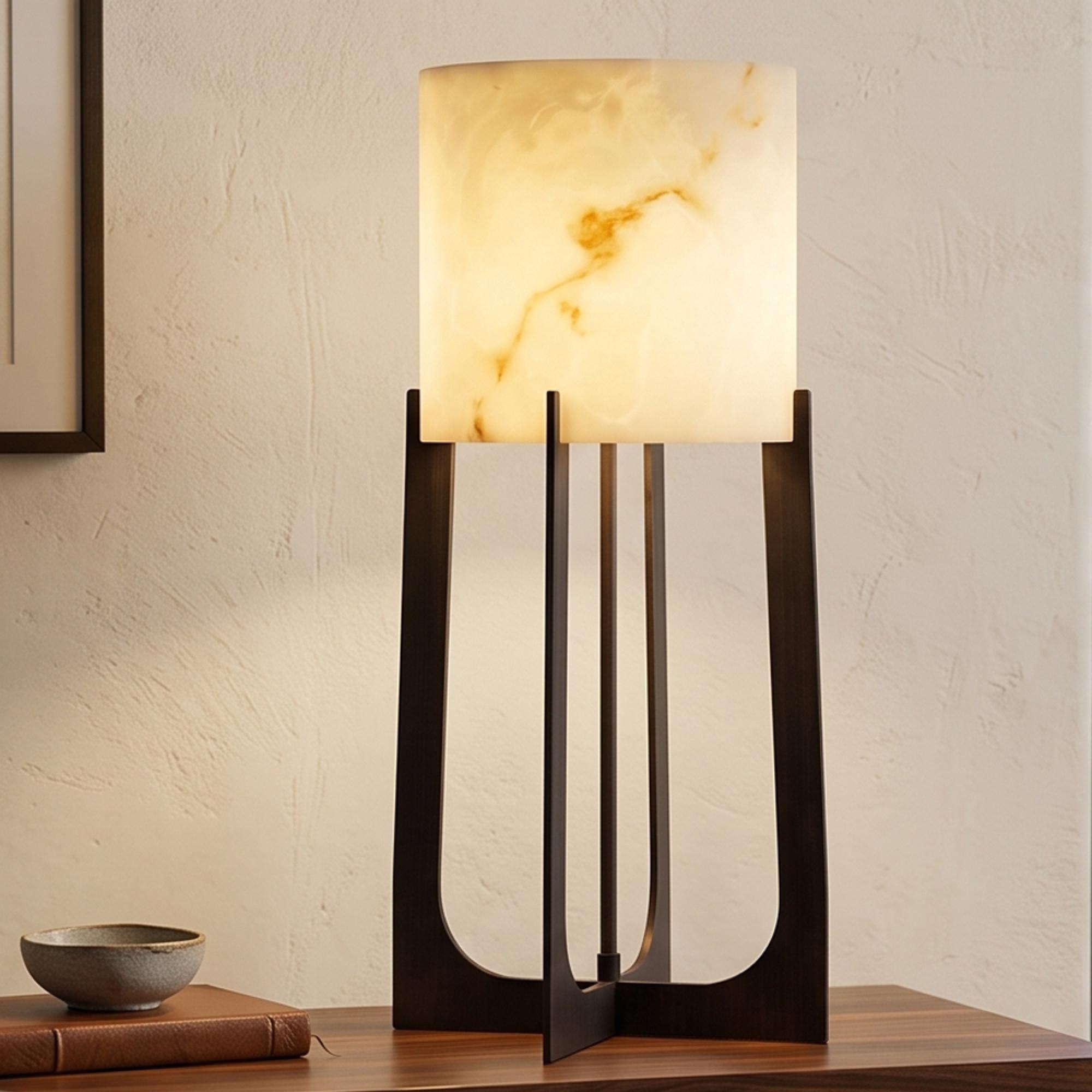 Loura Table Lamp - Round - Bronze - Small - Marble