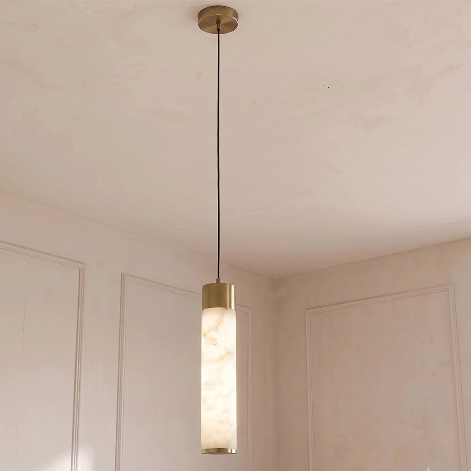 Auralith Chandelier - White and Brass - Metal