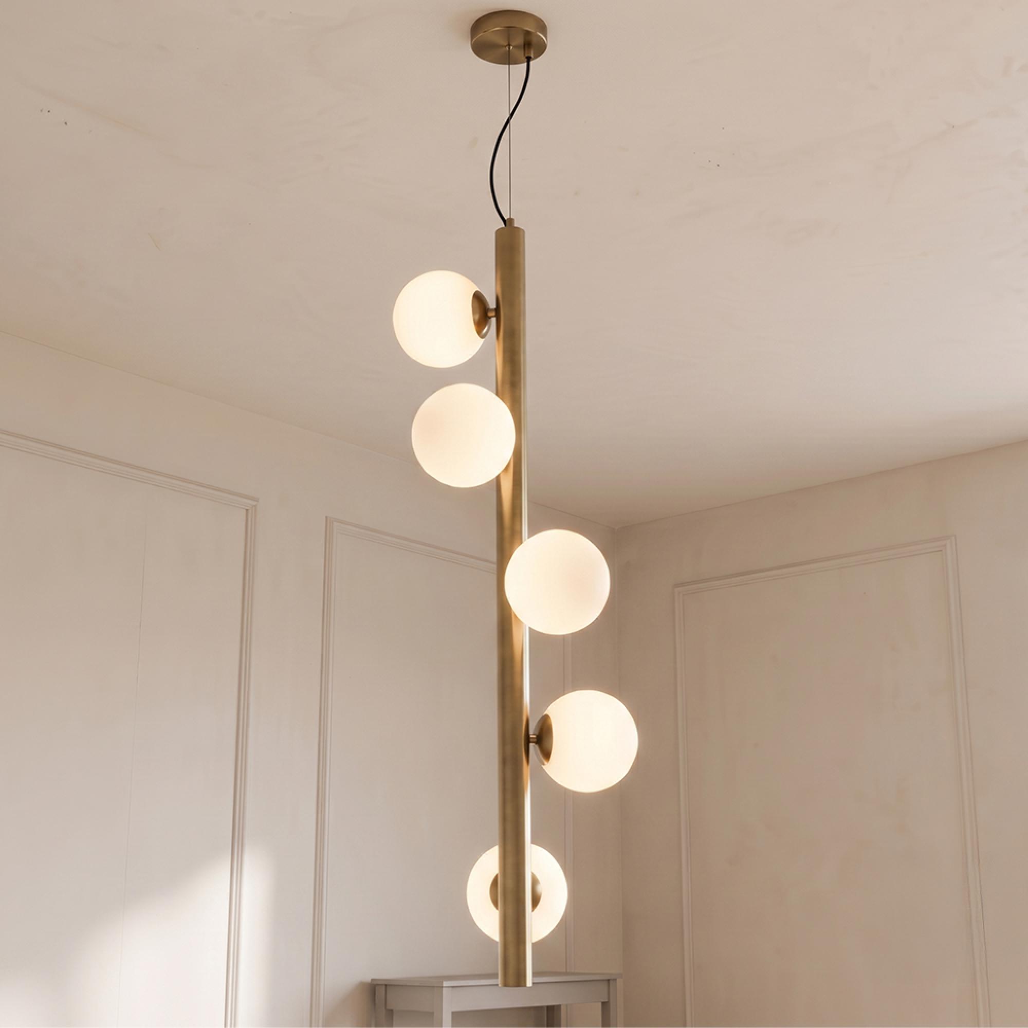 Elorie Chandelier - Antique Brass - Glass and Metal