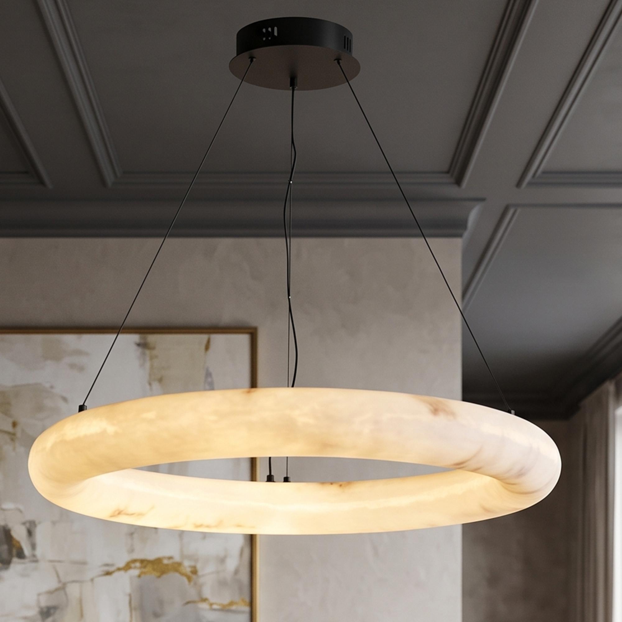 Solmira Chandelier - Round - White - Resin and Metal