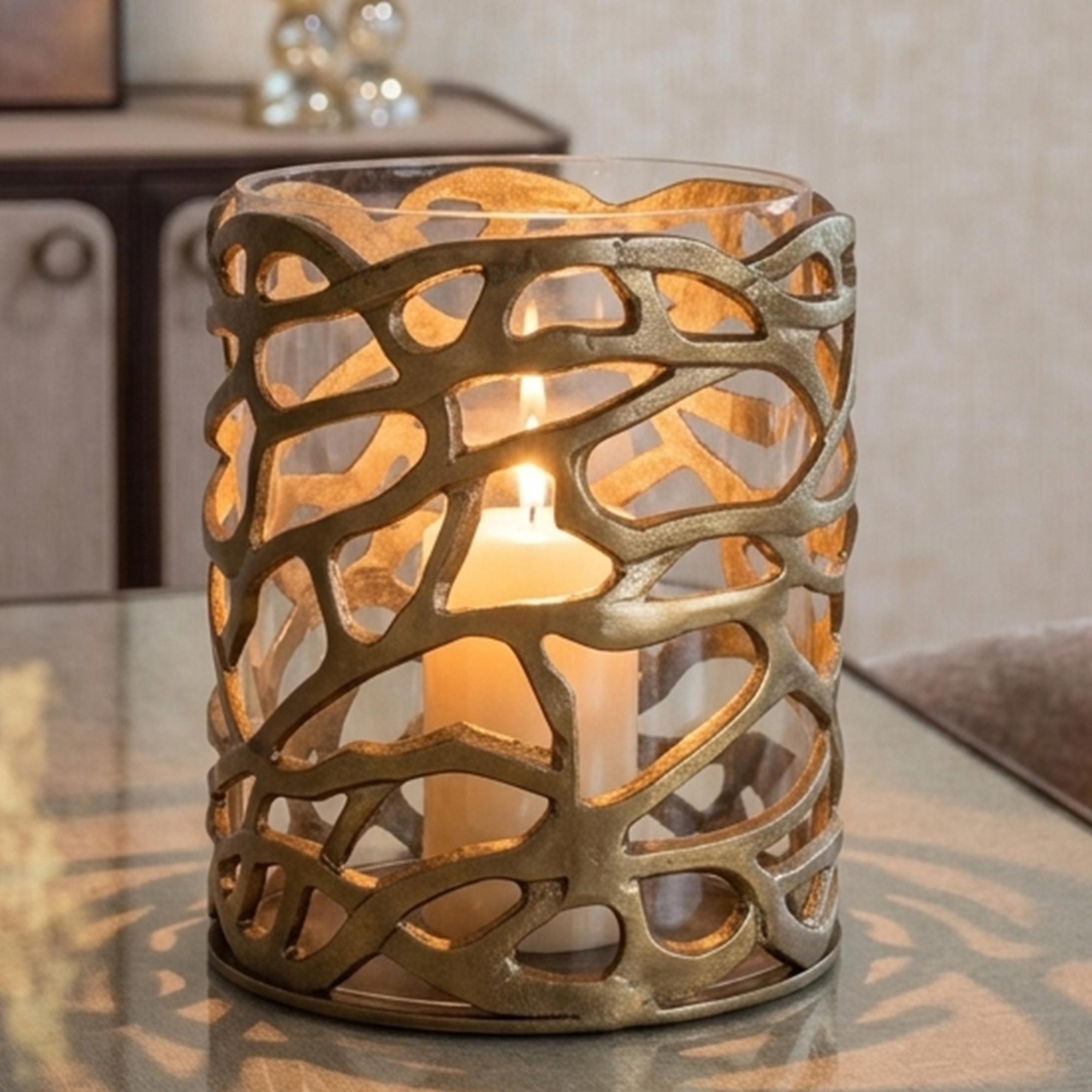 Mase Hurricane Light - Antique Brass - Glass and Metal