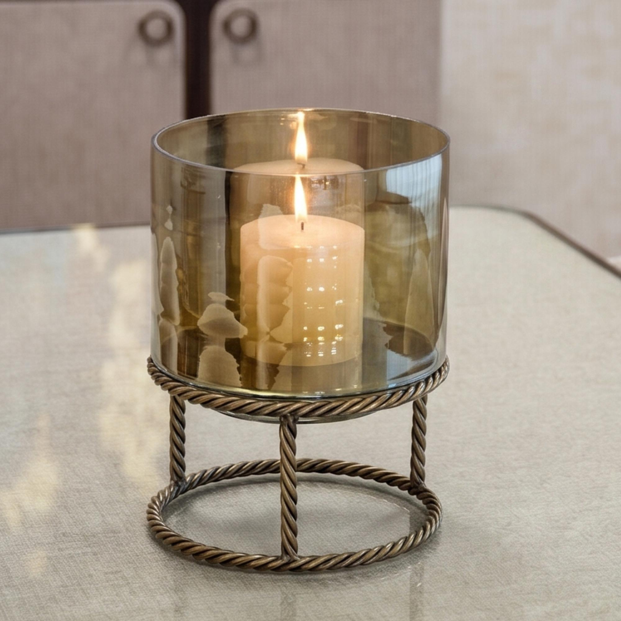Ropia Hurricane Light - Antique Brass - Glass and Metal