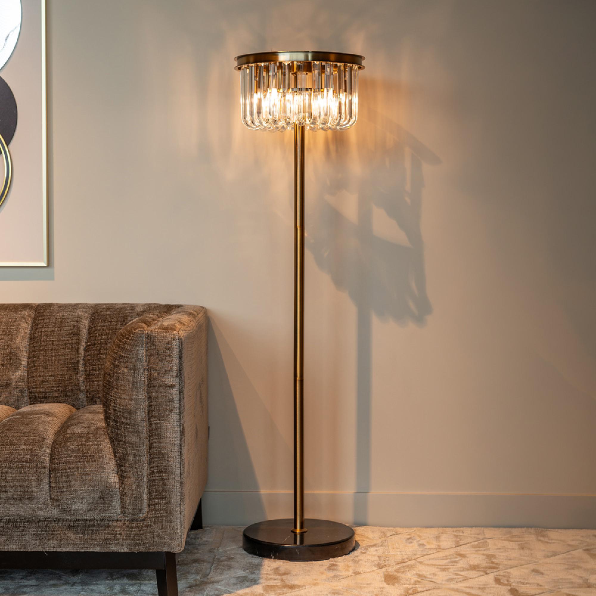 Dagmar Glass and Bronze Metal Floor Lamp