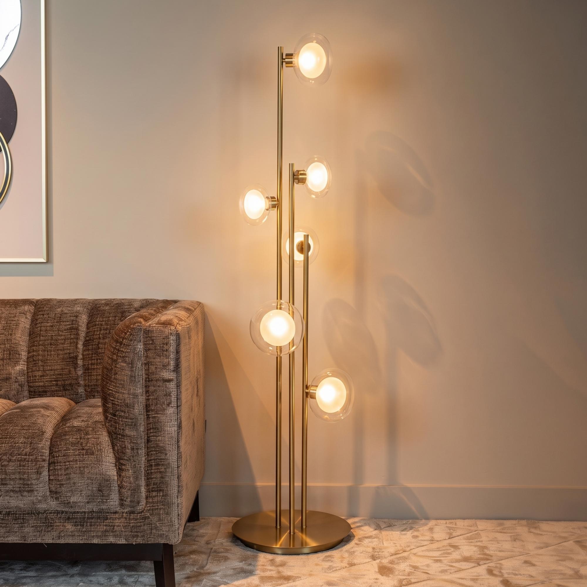 Luva Glass and Gold Metal Floor Lamp