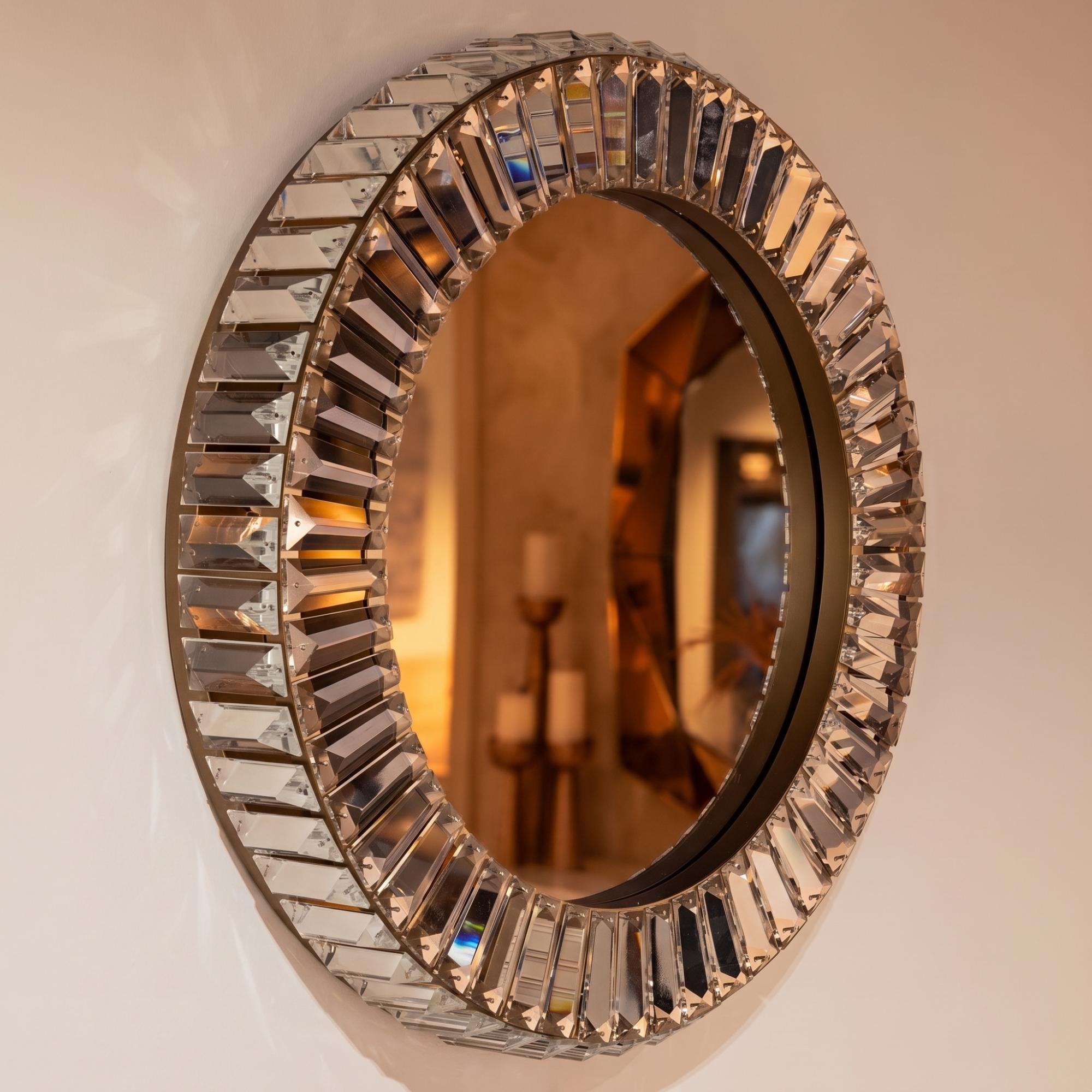 Becky Crystal and Gold Round Wall Lamp