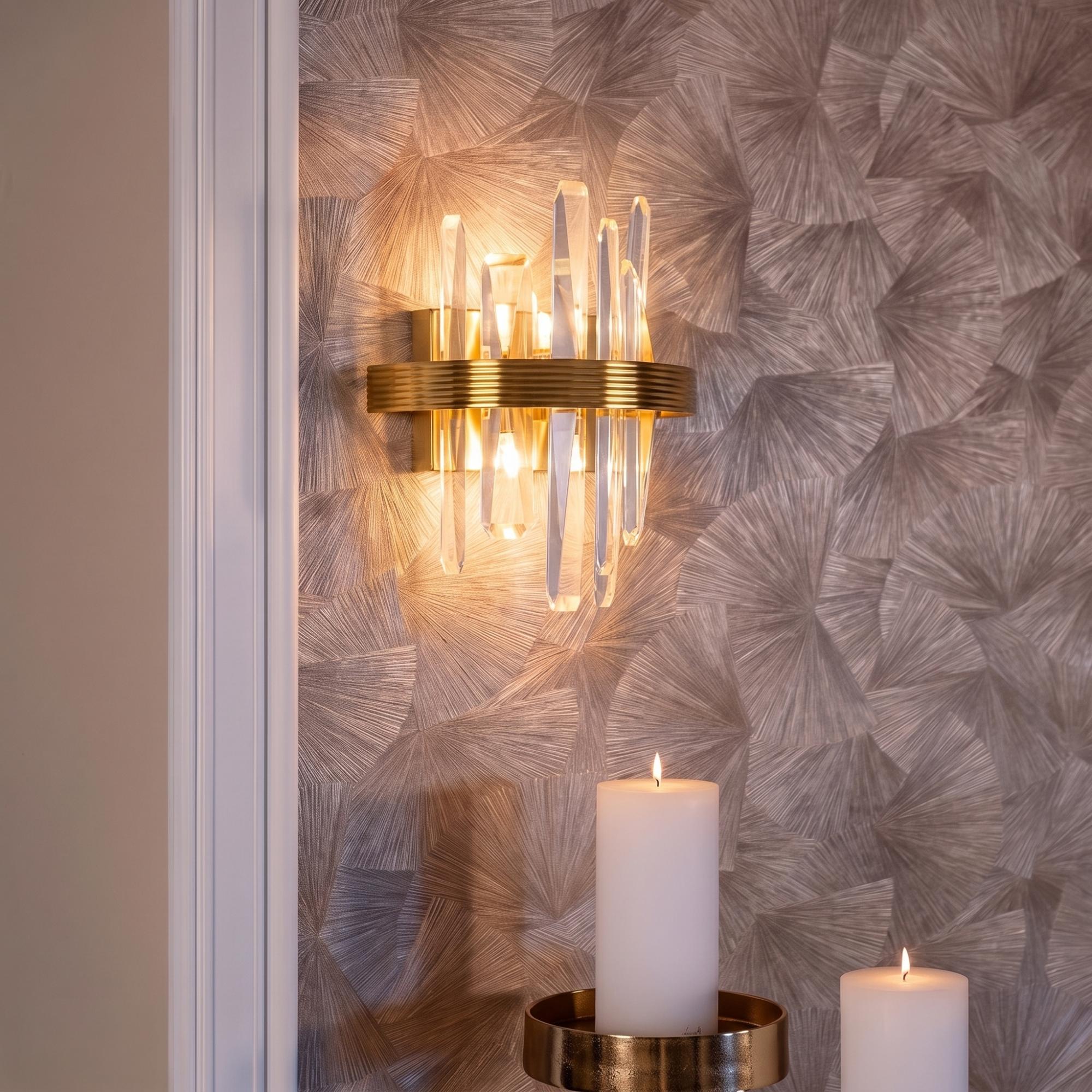 Brigh Crystal and Gold Wall Lamp