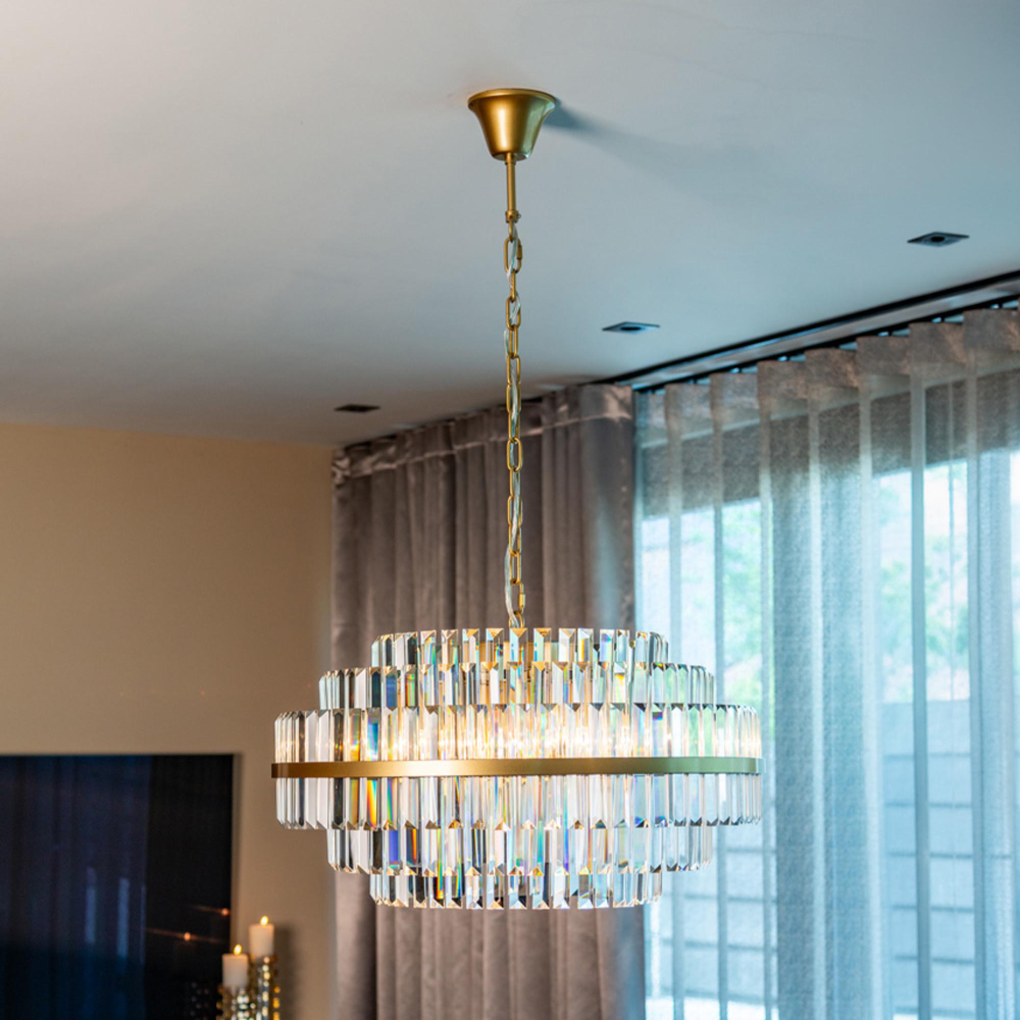 Desire Crystal and Brushed Gold Medium Chandelier