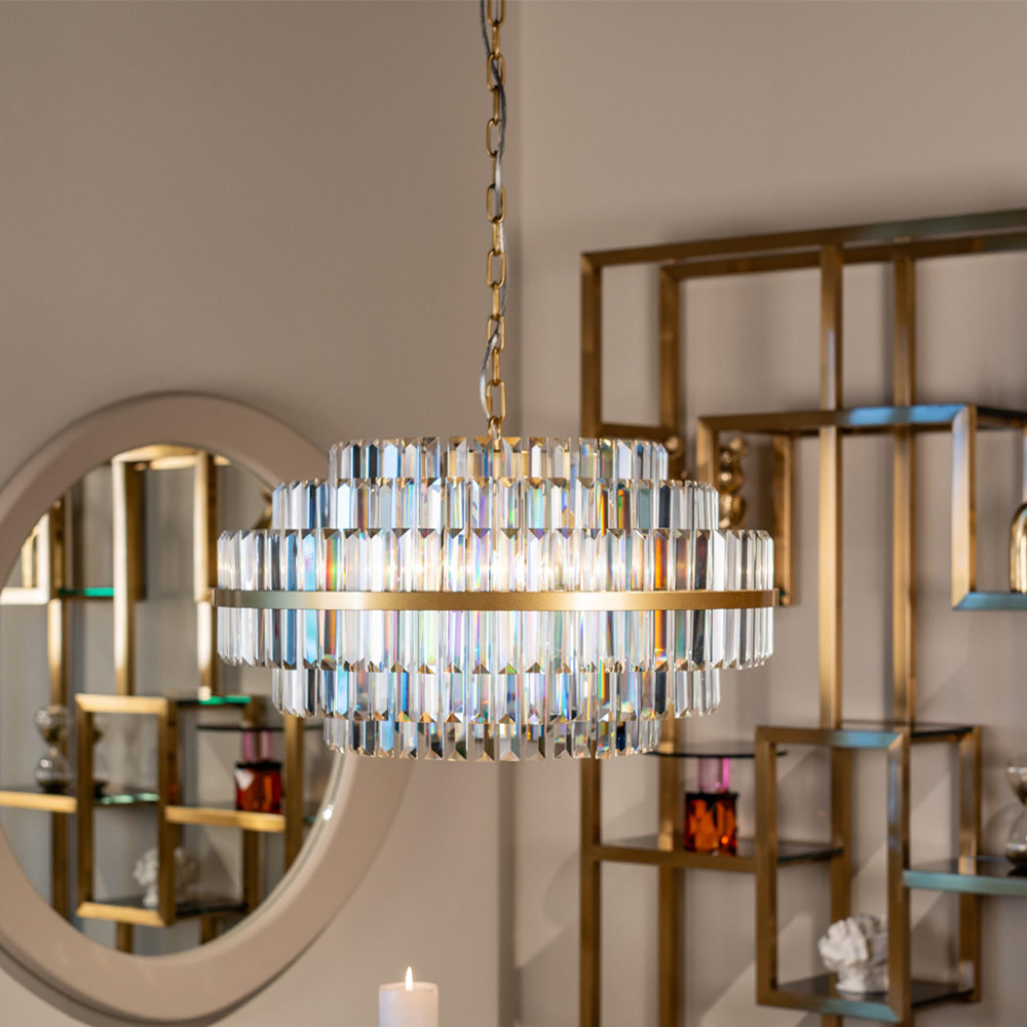 Desire Crystal and Brushed Gold Small Chandelier