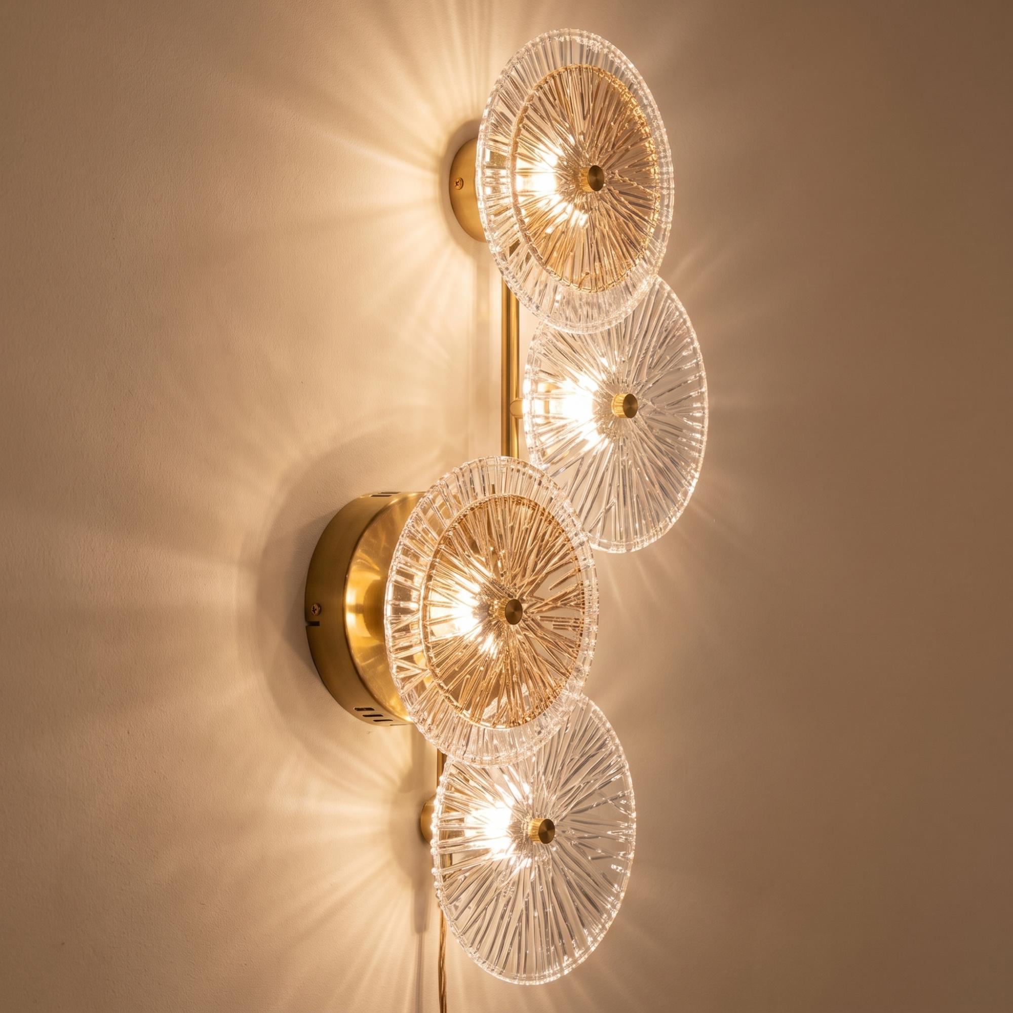 Linzi Glass and Brushed Gold Wall Lamp