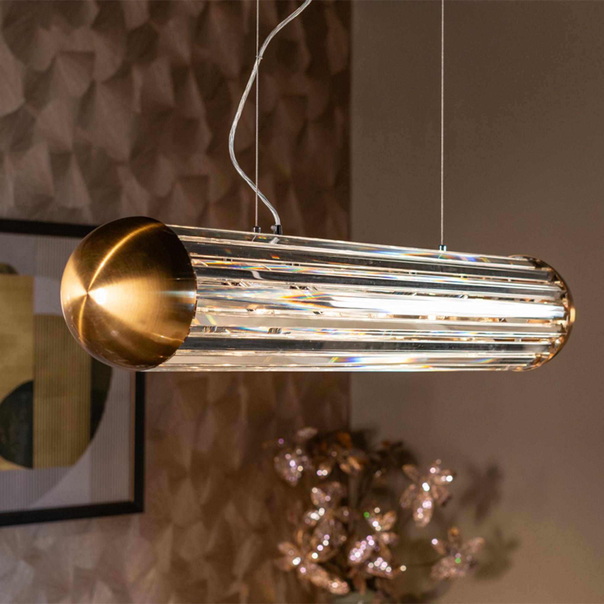 Mula Crystal and Bronze Pendant Light