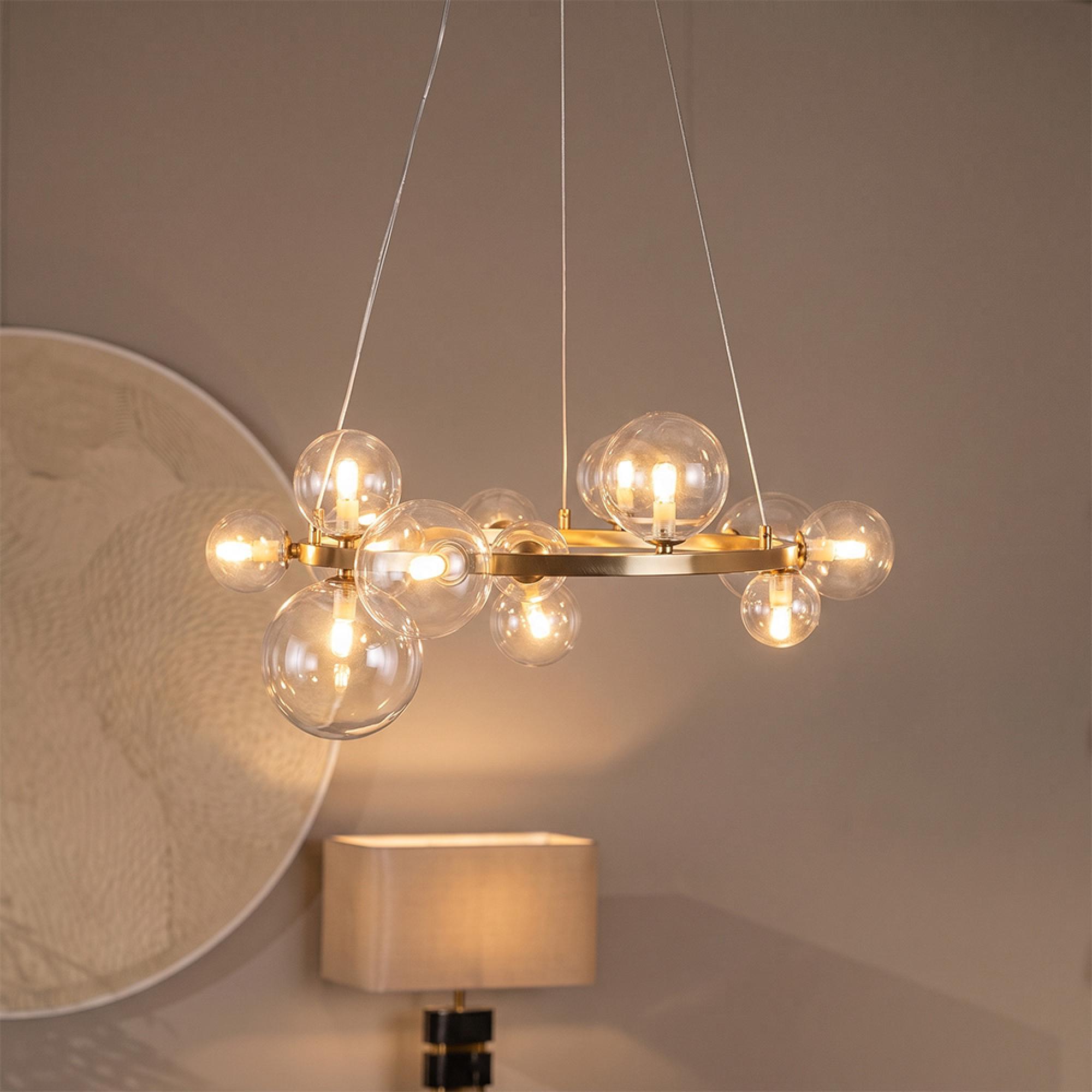 Yosie Glass and Brushed Gold Chandelier
