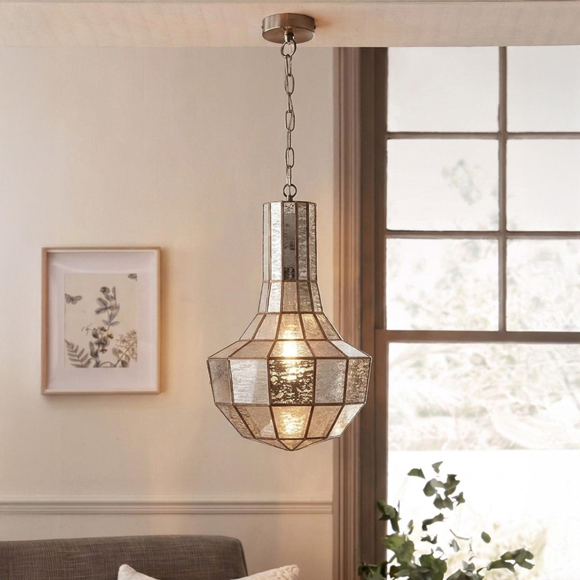 Indora Geometric Pendant Light - Antique Brass - Glass and Metal