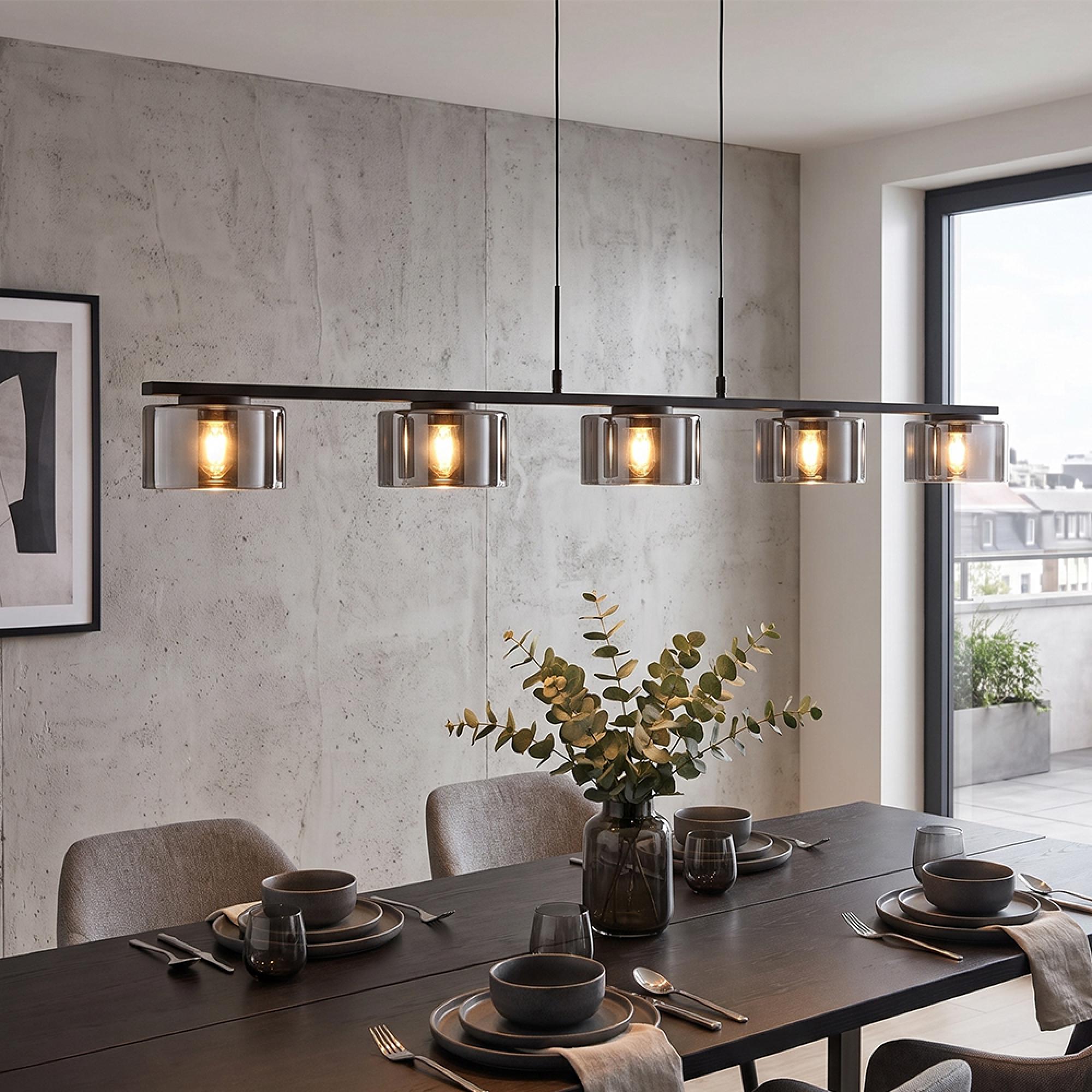 Cholet Pendant Light - Black and Clear - Glass and Metal