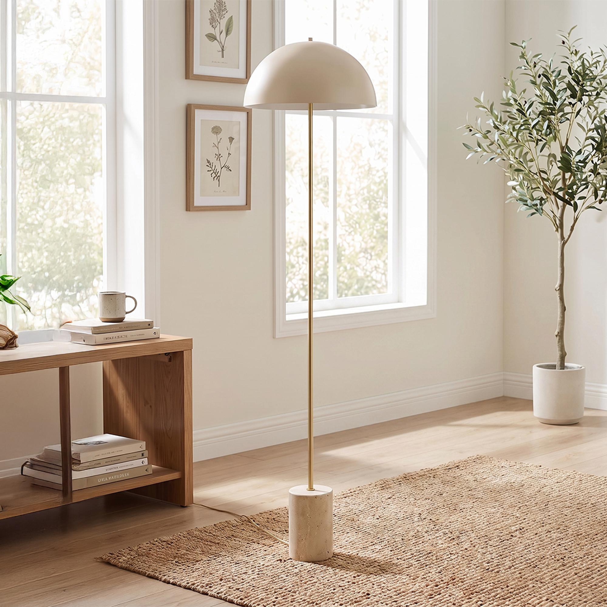 Sheffield Floor Lamp - Beige - Marble and Metal