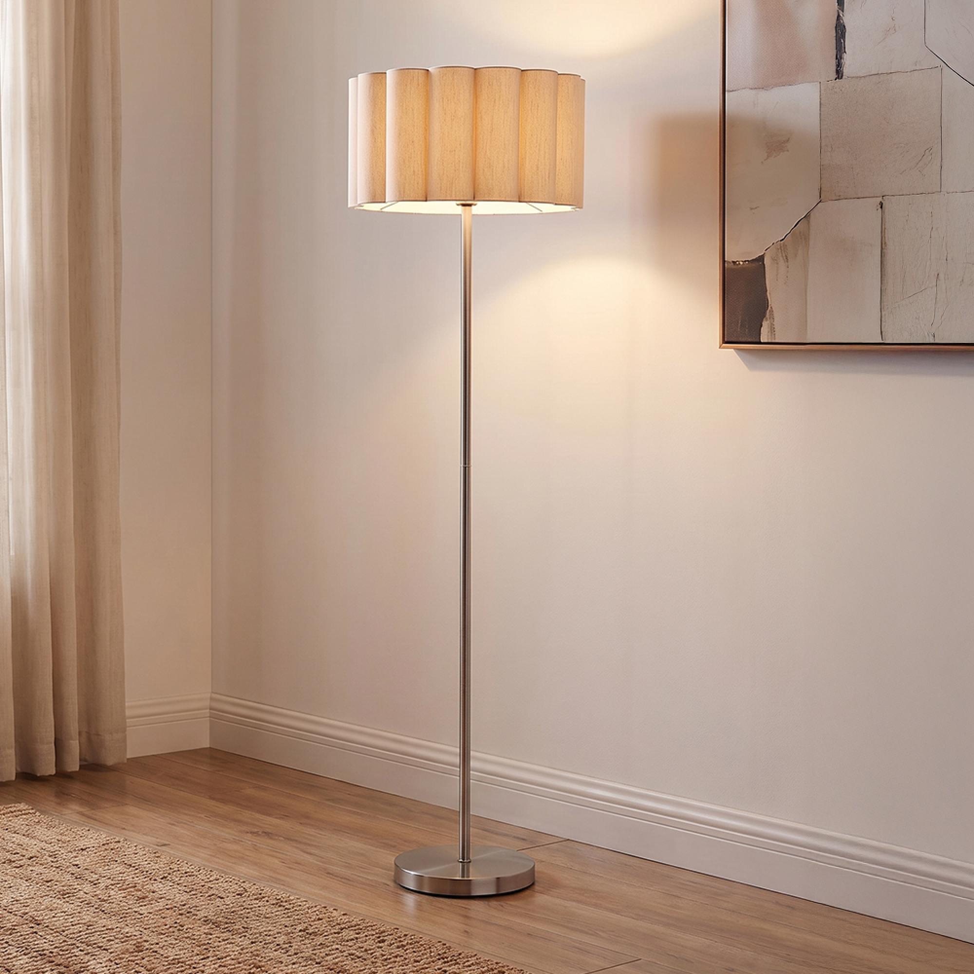 Wattom Floor Lamp - Beige and Grey - Linen and Steel