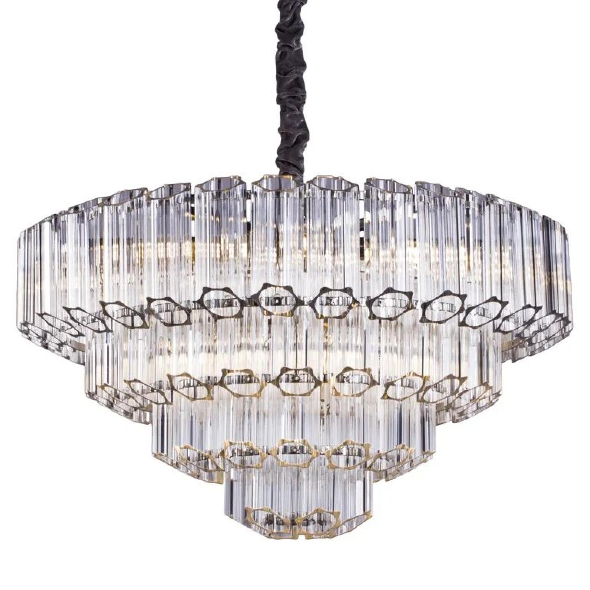 Bece Glass and Chrome Chandelier