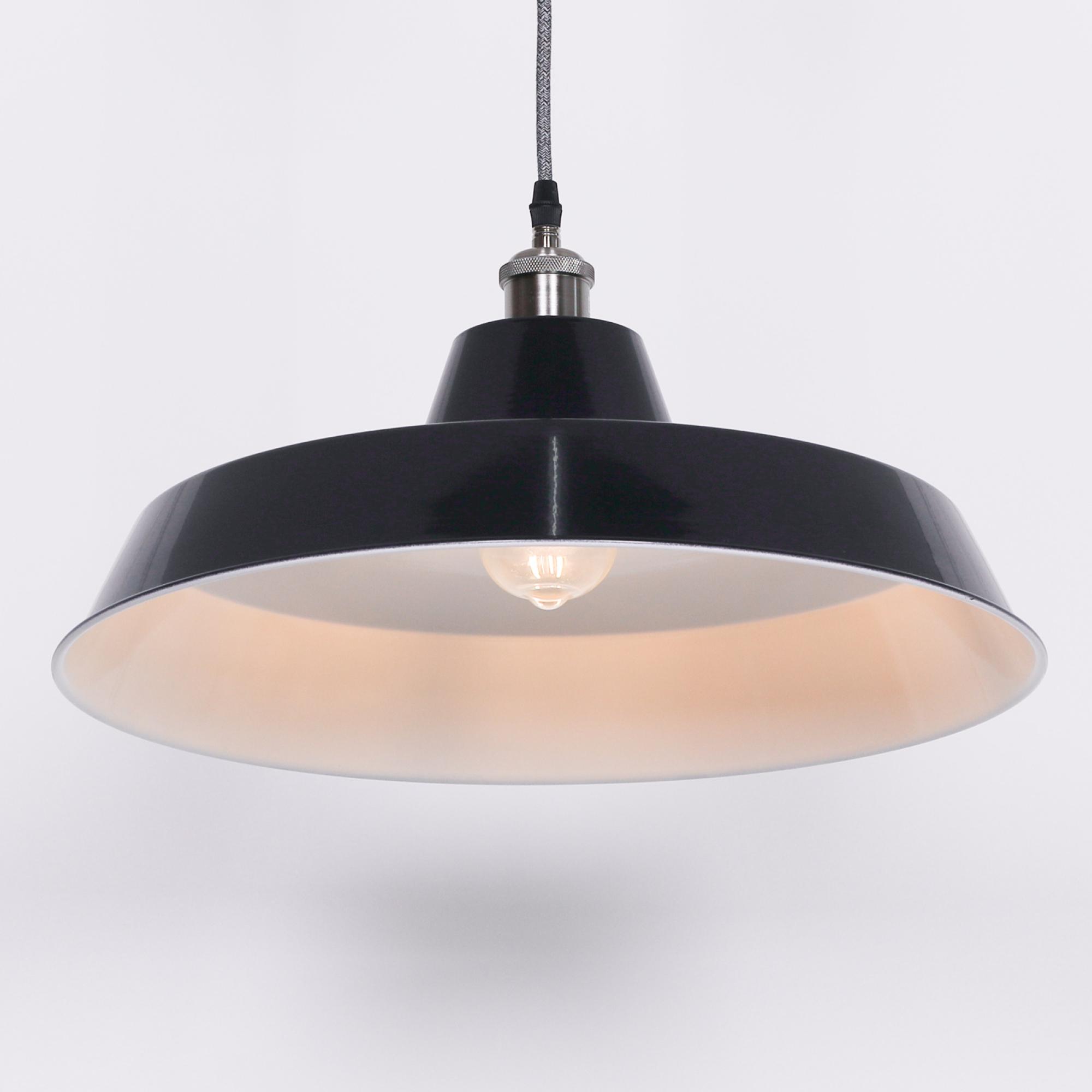 Factory Style Pendant Light - Royal Blue Painted Metal - 46cm