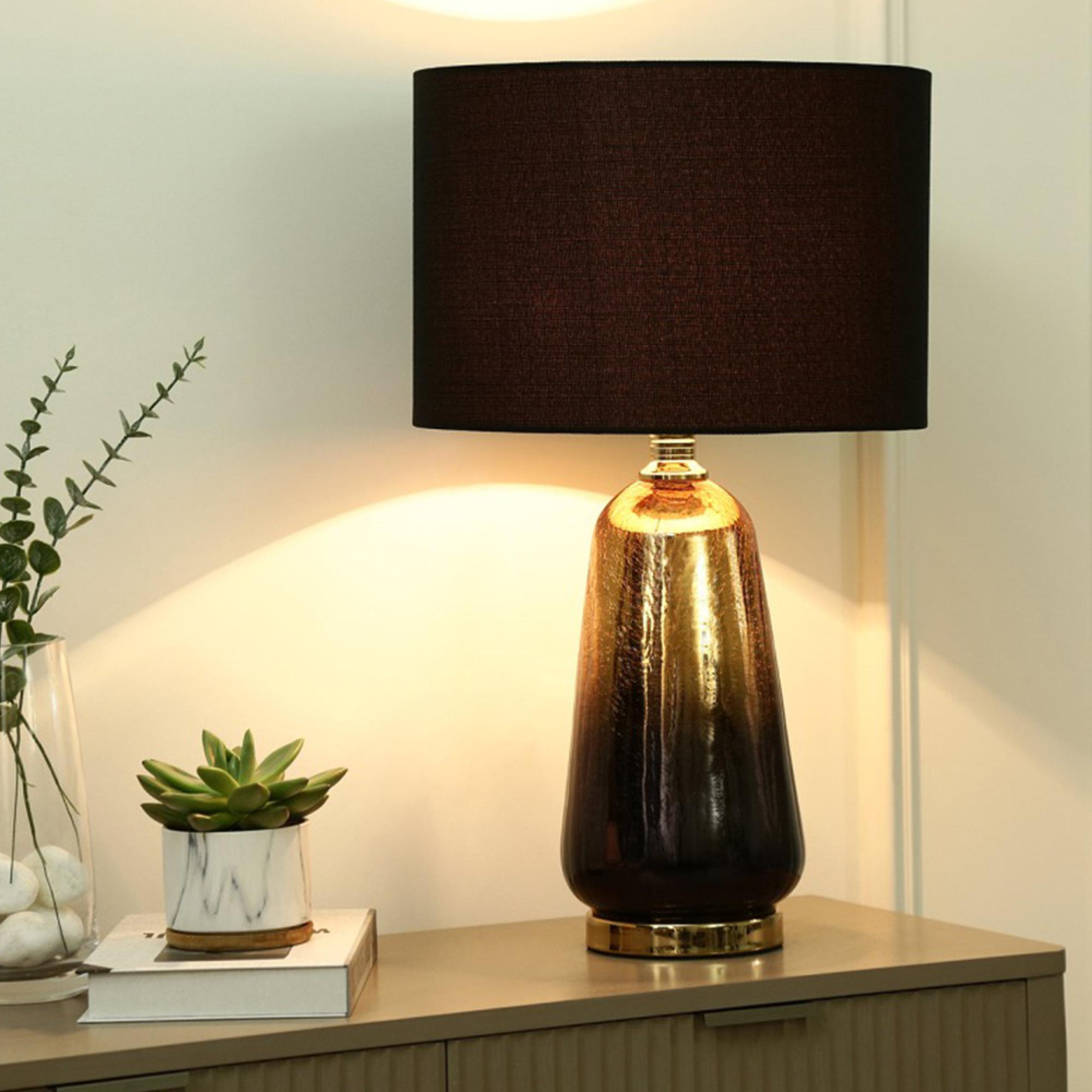 Table Lamp - Gold and Black Ombre Glass