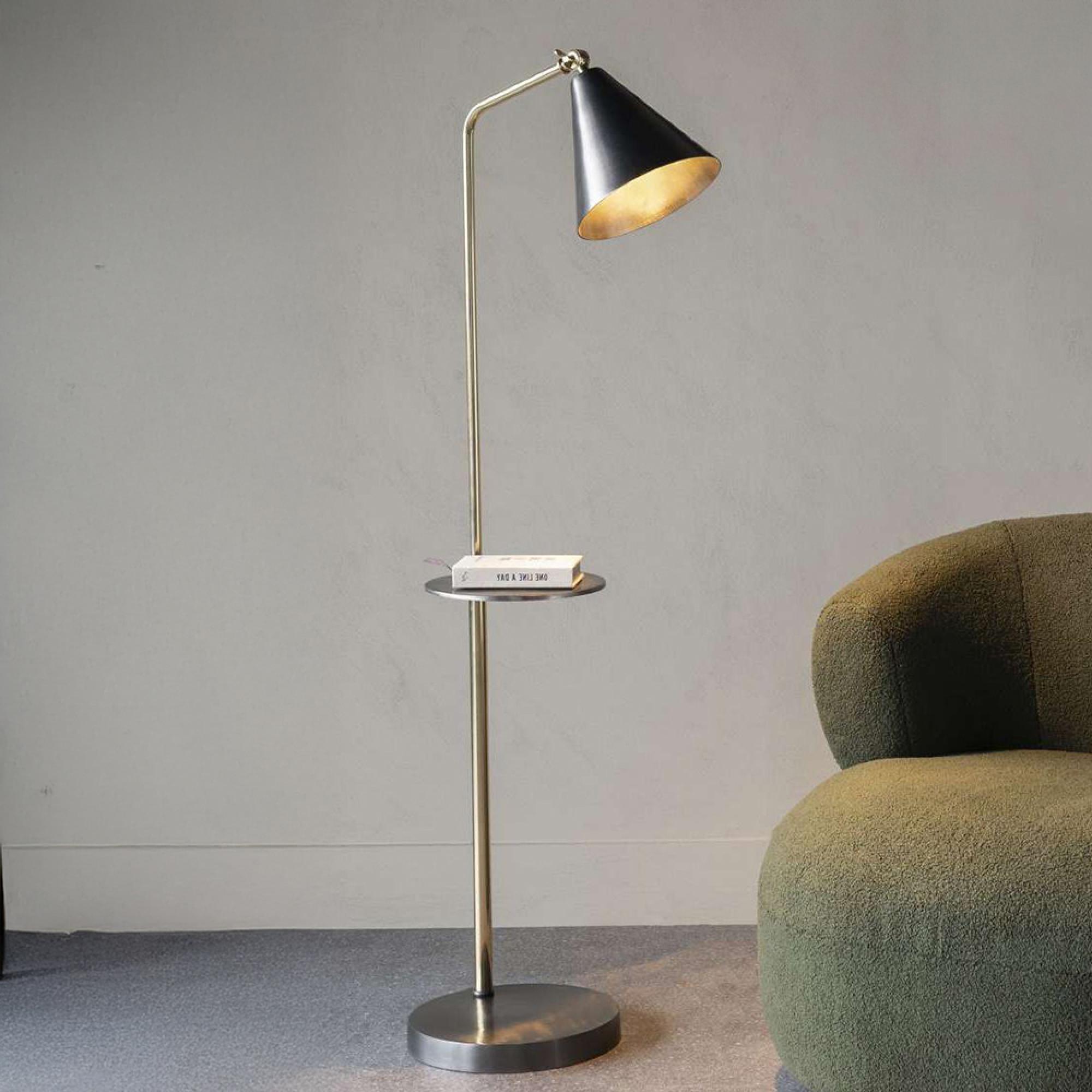 Amelie Floor Lamp - Grey Metal with Table