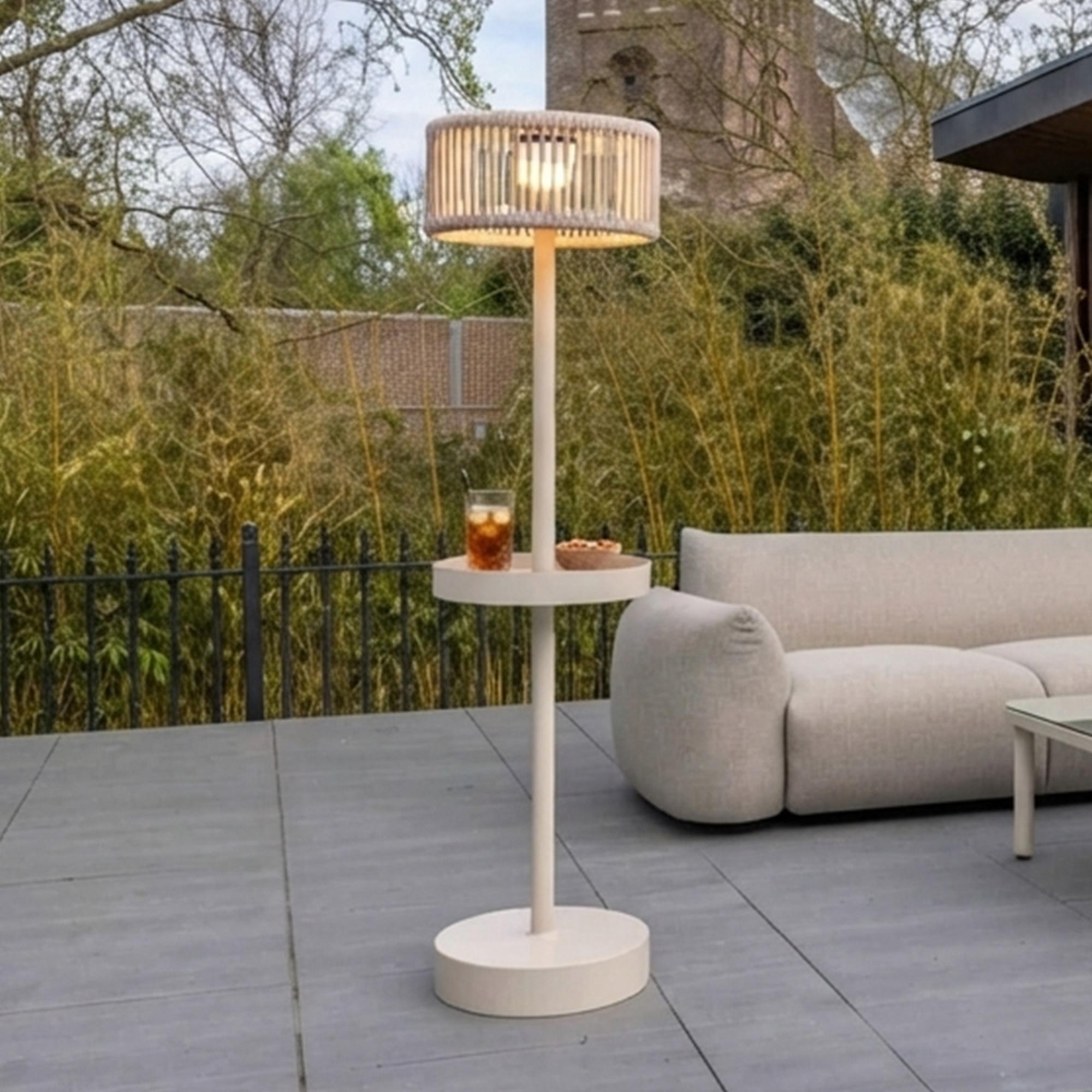 Lunar Outdoor Floor Lamp - Light Beige - Rope and Metal