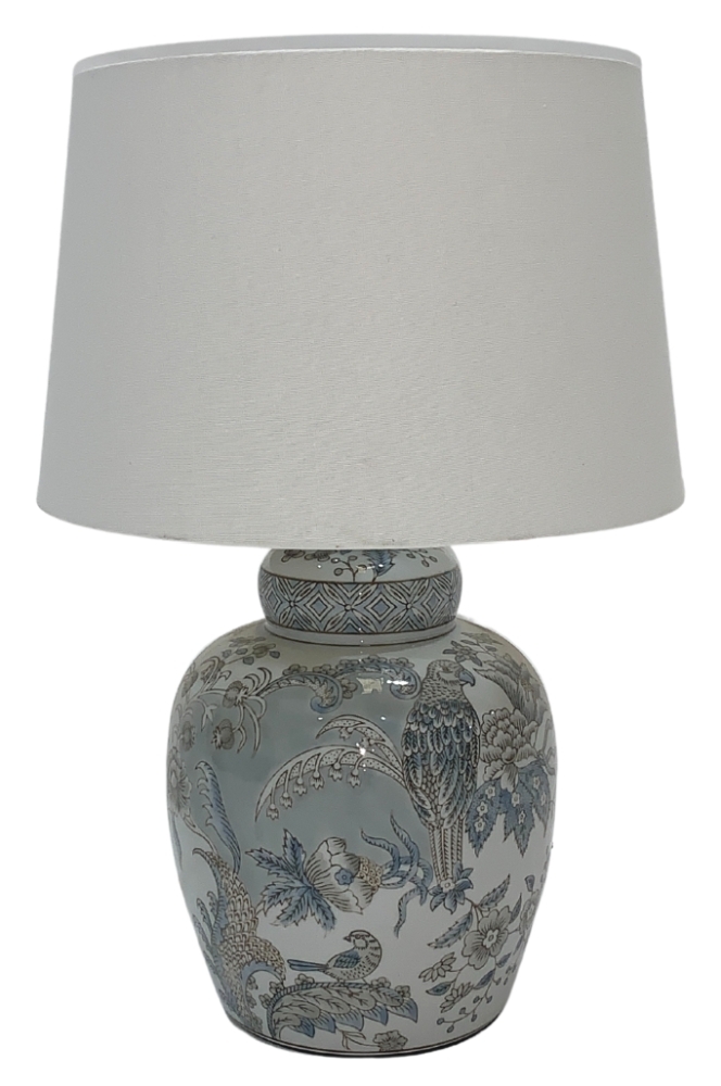 Delia Ceramic Table Lamp - Light Blue and Grey