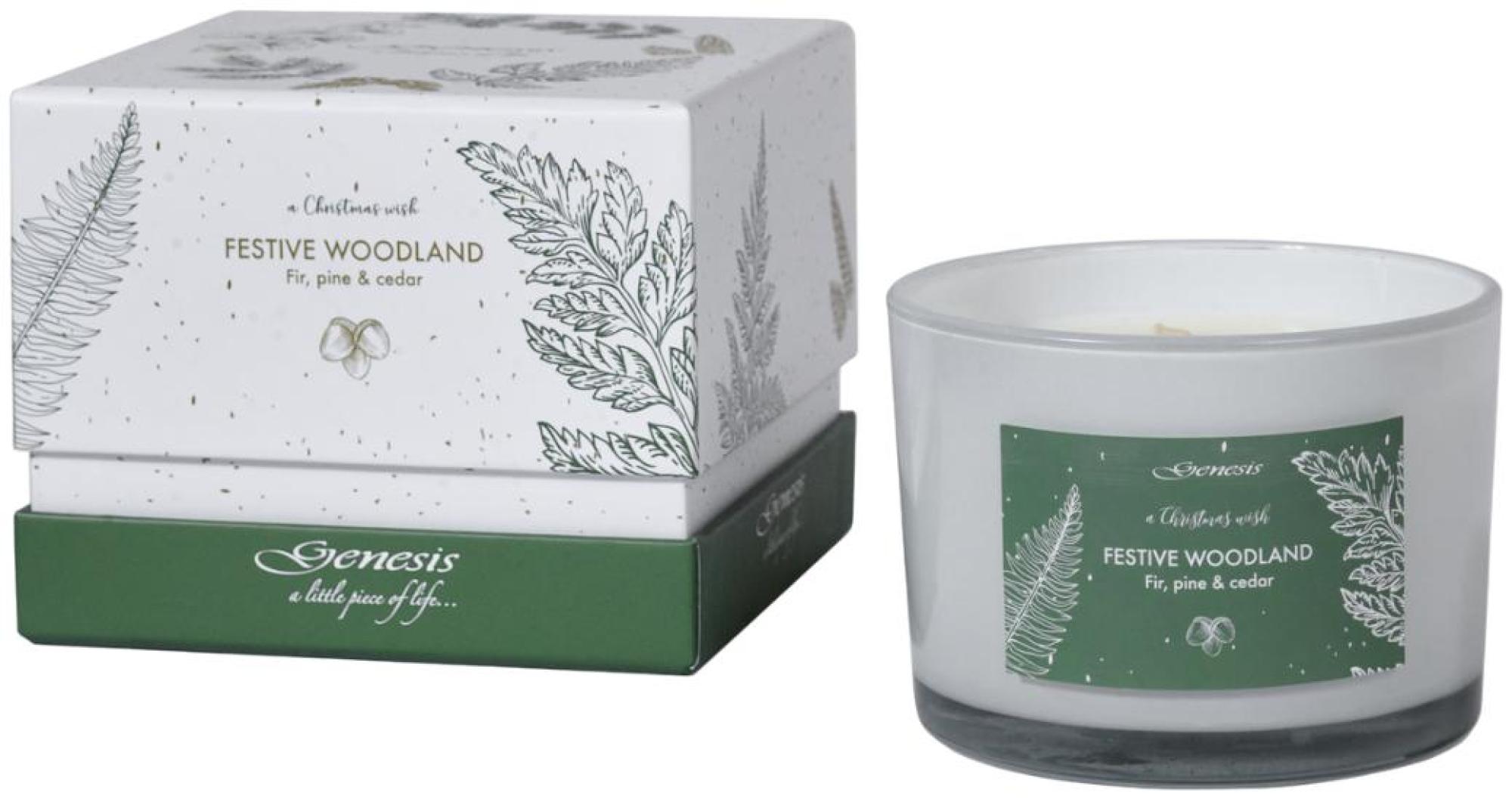 Festive Woodland Candle - White Glass - Set of 12