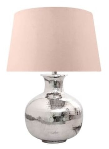 Table Lamp - Pink Velvet Shade - Nickel Plated
