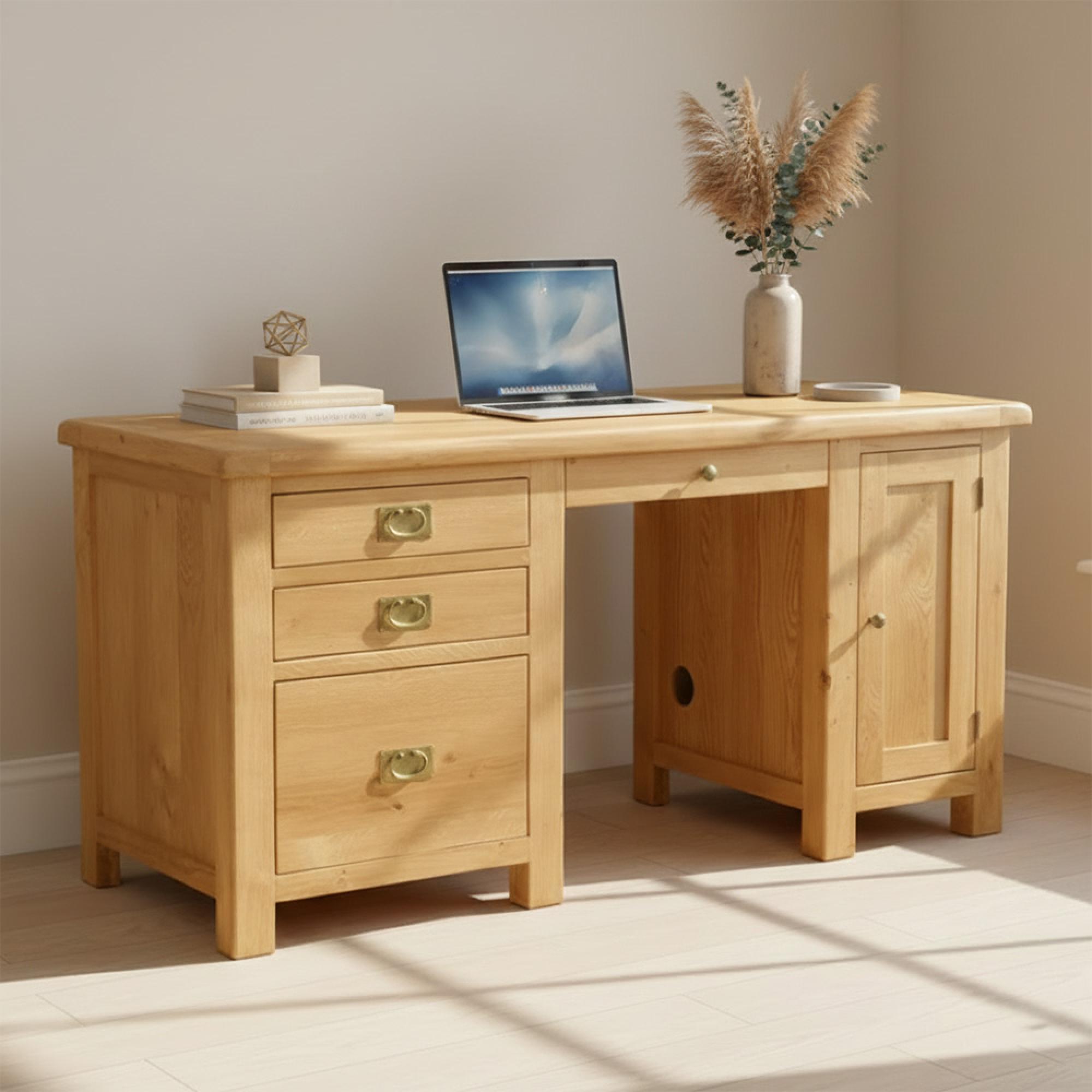Salisbury Premium Double Desk - Oak