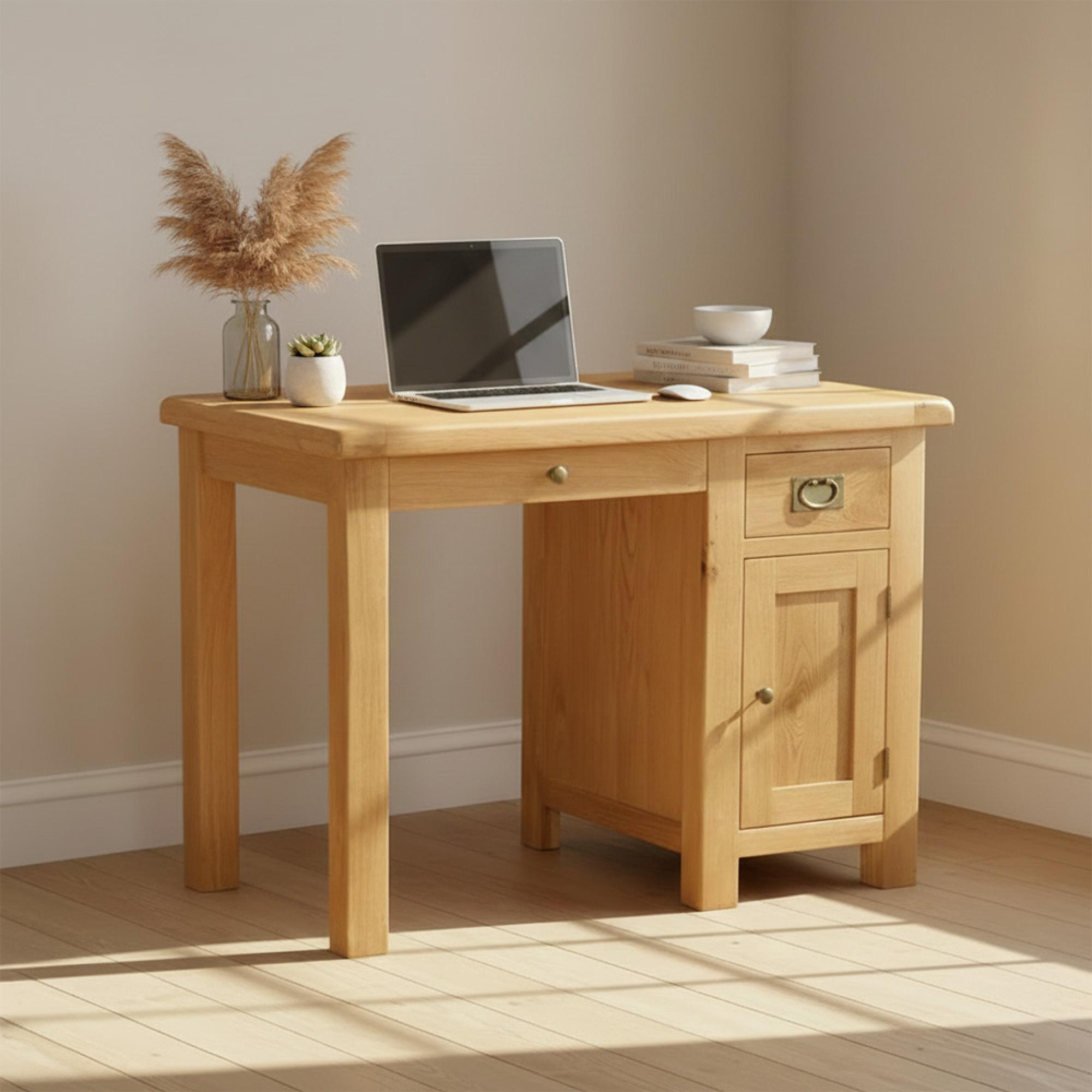Salisbury Premium Single Desk - Oak