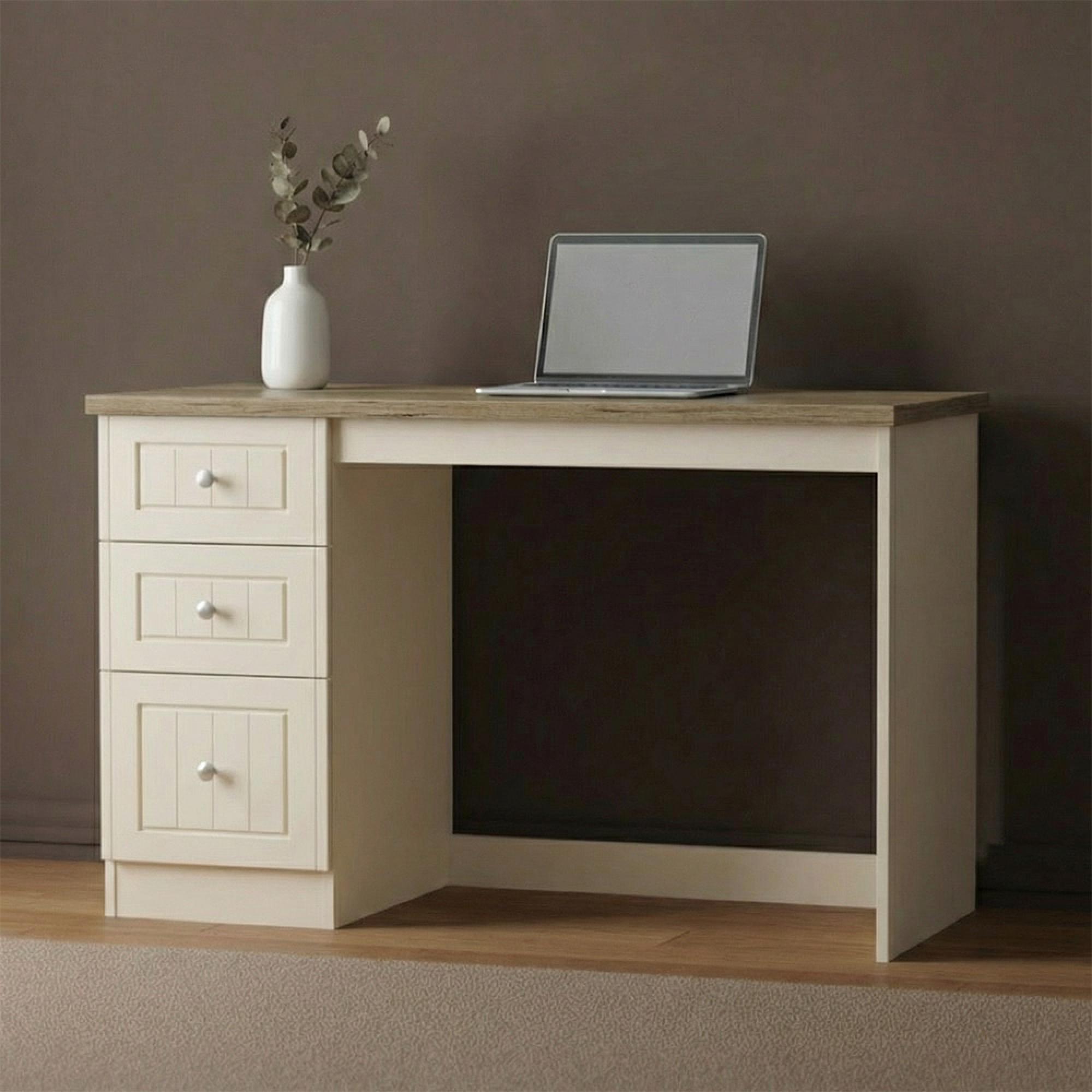 Vienna Desk - 3 Drawer - Cream