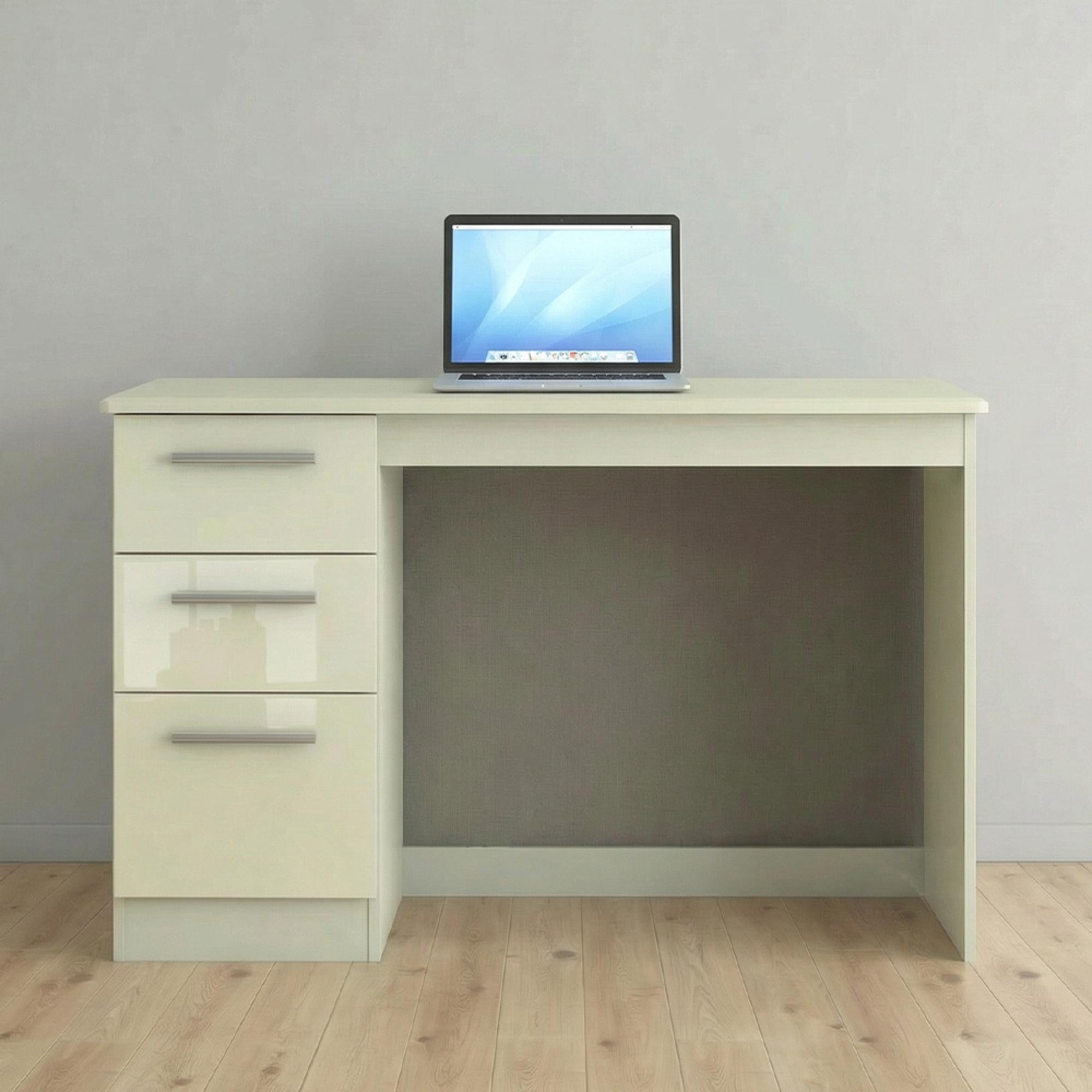 Knightsbridge Desk - 3 Drawer - Cream Gloss