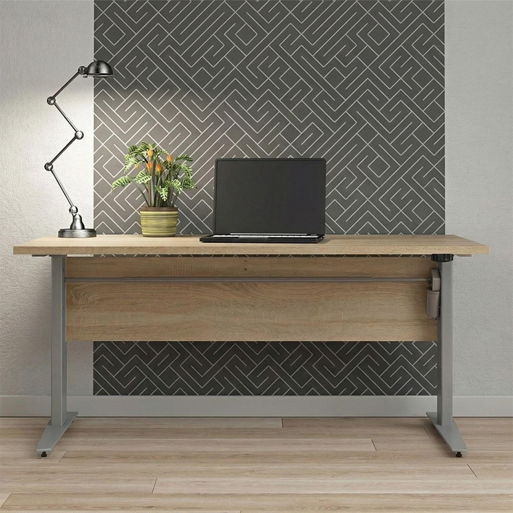 Prima Desk - Electric Control - Oak and Grey