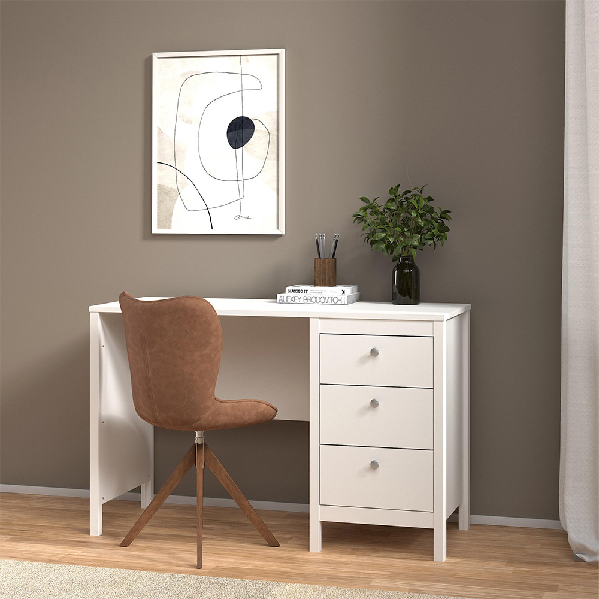 Madrid Desk - 3 Drawer - White